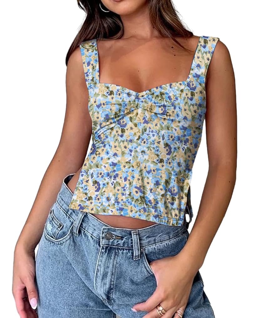 Women's Cute Crop Tank Top | Summer Y2K Fashion Bustier Top for Teen Girls | Sexy Strappy Going Out Tops | Perfect for Beach Parties, Music Festivals & Nightclubs