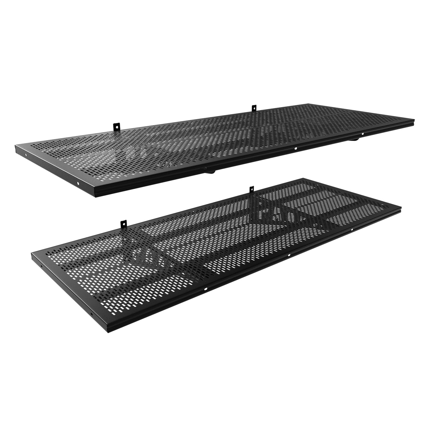 Heavy Duty Garage Wall Shelves 2 Pack - 500 lbs Capacity Floating Shelves for Garage Storage, 1.5x3.8ft Black Metal Shelving - Perfect for Organizing Tools, Bikes & Garage Equipment (Space Saving Solution)