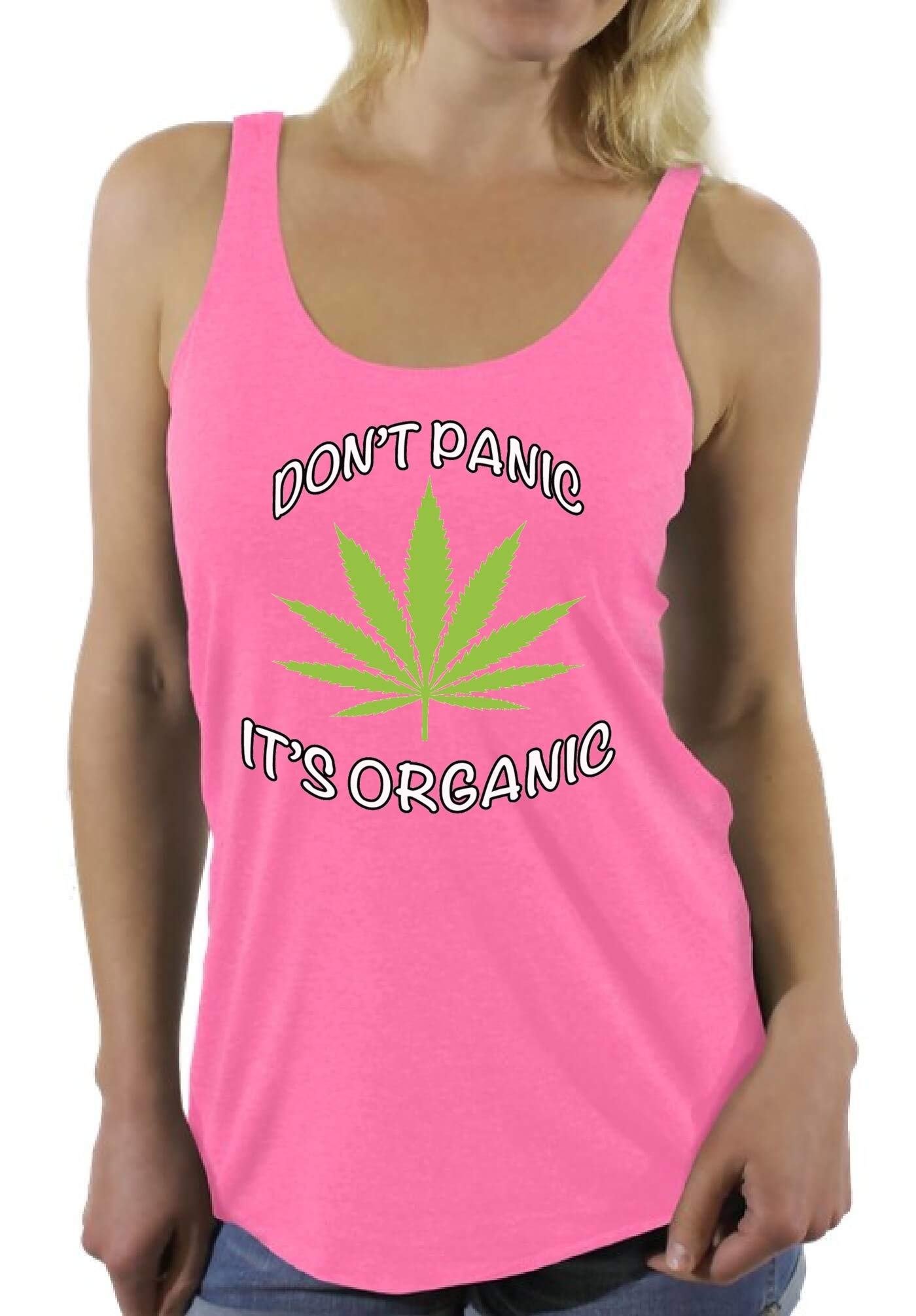 Don't Panic It's Organic Funny Saying Racerback Tank Top for Women - Eco-Friendly Cotton Casual Wear - Perfect for Gym, Yoga & Summer Outfits
