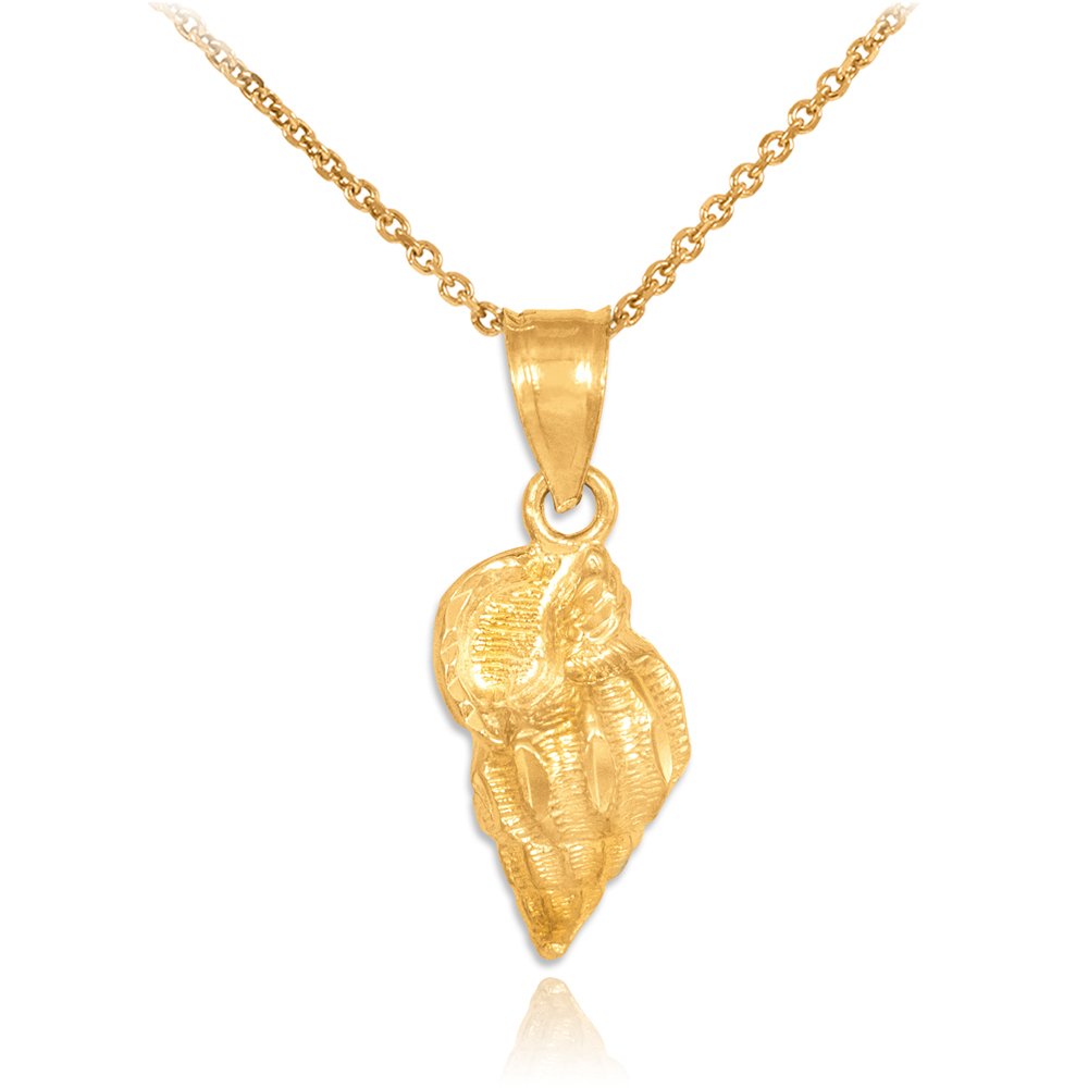 10K Yellow Gold Seashell Pendant Necklace for Beach Lovers