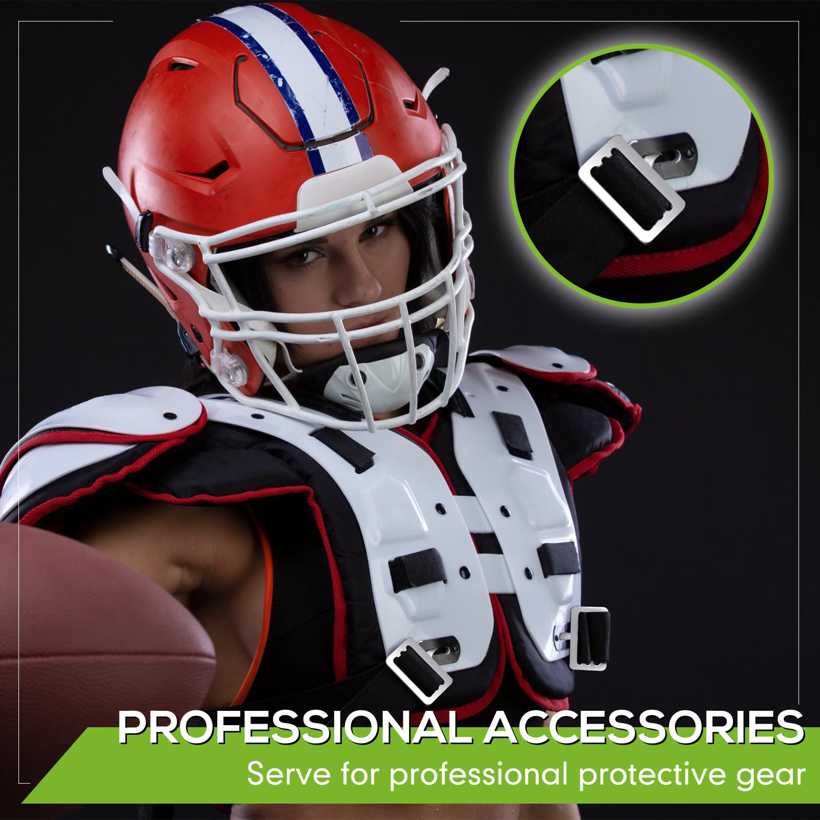 Fabbay Football Shoulder Pad T Hook with Elastic Strap - Silver Metallic Replacement T Hook & Adjustable Straps for Youth & Adult Football Pads - Perfect for Football Practice, Training, and Game Day Equipment Repair