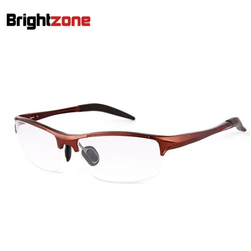 Brightzone Men's Semi-Rim Square Aluminum Sport Eyeglasses 70188 - Lightweight Durable Frames for Running, Cycling & Outdoor Activities