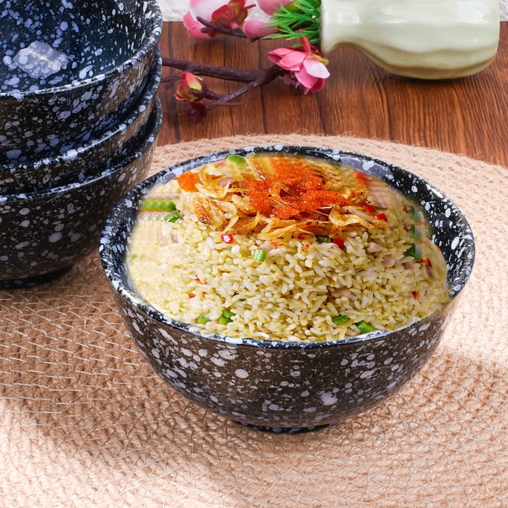 Premium Japanese Rice Bowl Set of 4 - Handcrafted Ceramic Bowls for Sushi, Soup, Noodles & Asian Cuisine | Microwave & Dishwasher Safe | Perfect for Home Dining & Restaurant Use