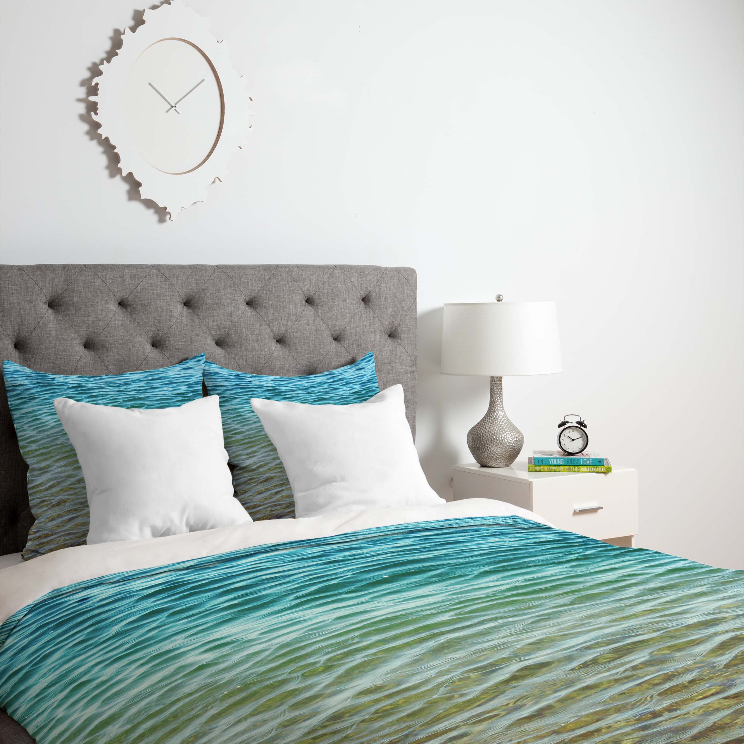 Deny Designs Shannon Clark Ombre Sea Duvet Cover Set - Twin/Twin XL Size, Blue Ocean Gradient Bedding for Coastal & Beach Themed Bedrooms