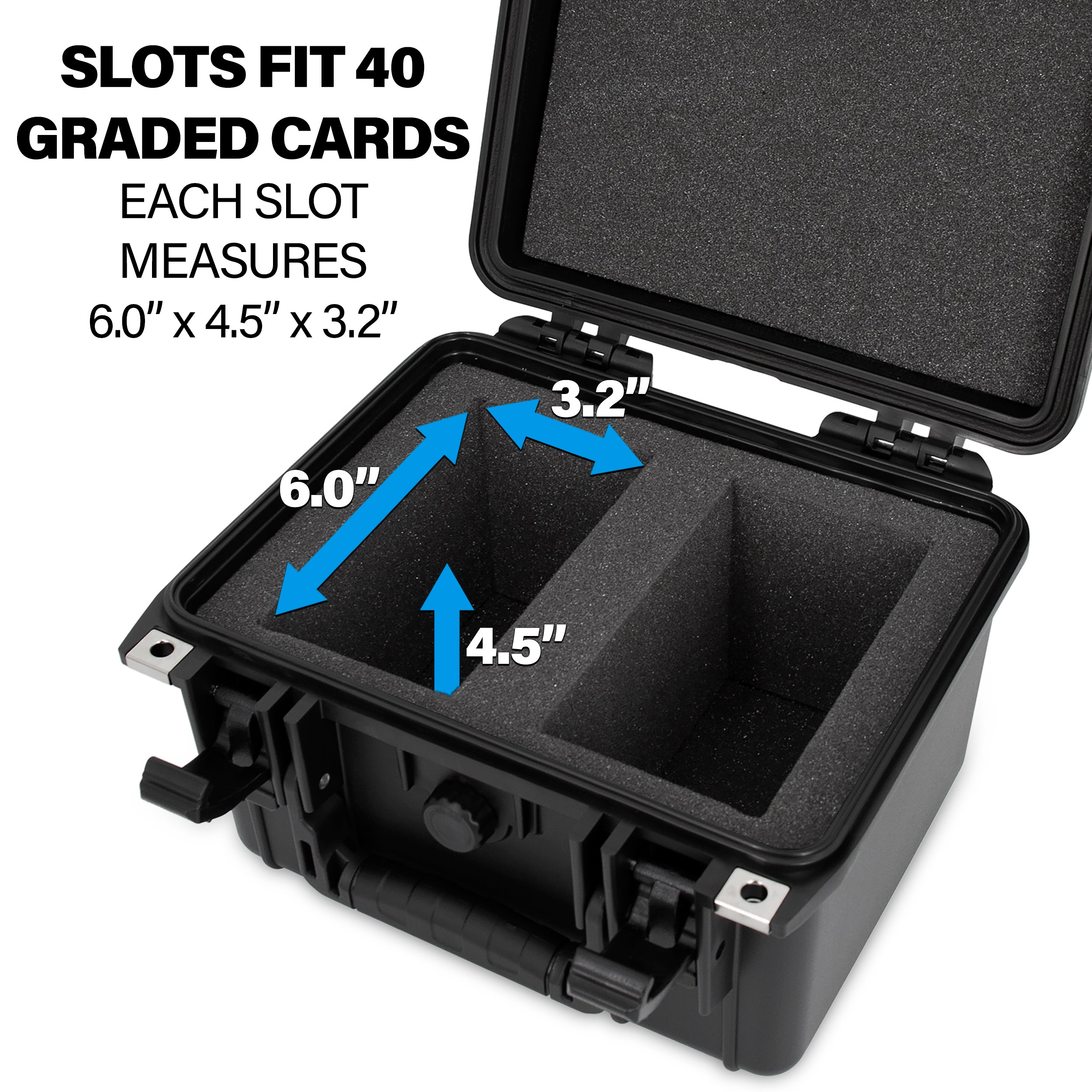 CASEMATIX Graded Card Case Pro Edition - Waterproof Trading Card Storage Box for 40 BGS/PSA Graded Sports Cards with Foam Dividers - Perfect for Collectors, Sports Memorabilia Protection & Secure Card Display