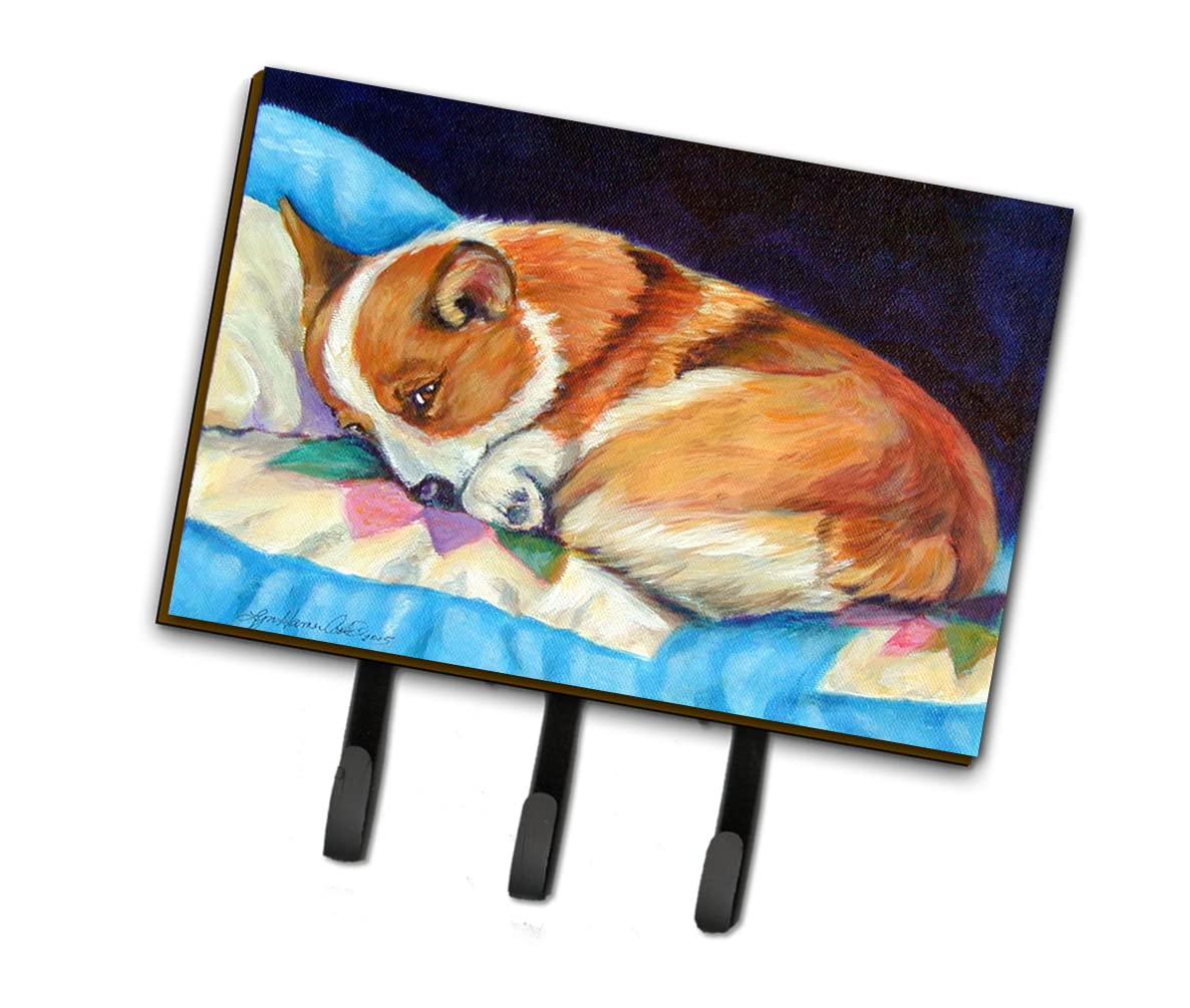 Caroline's Treasures 7291TH68 Corgi Wall Mount Key Holder & Coat Rack - Sturdy Hooks for Keys, Leashes, Towels, Aprons - Perfect for Entryway, Kitchen, or Mudroom Organization