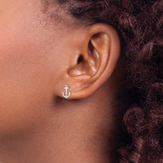 Sterling Silver Rhodium-Plated Anchor Post Earrings for Women - Hypoallergenic & Tarnish-Resistant - Perfect for Everyday Wear, Gifts, and Nautical-Themed Outfits