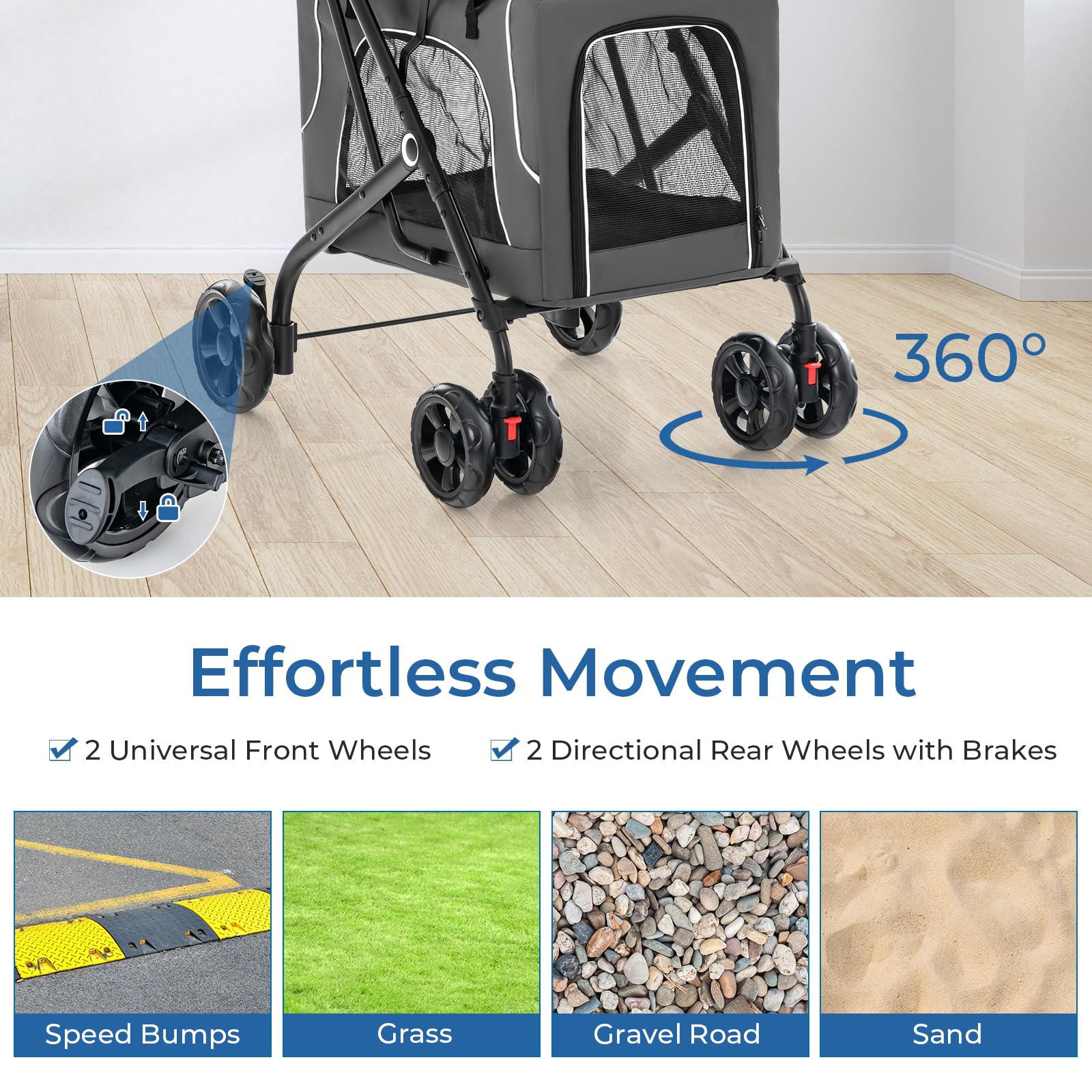 Giantex Double Dog Stroller for 2 Small Medium Dogs - Foldable Pet Stroller with Detachable Carriers, Safety Belt & 4 Lockable Wheels | Cat & Dog Travel Carrier for Outdoor Walks, Park Visits & Vet Trips (Gray)