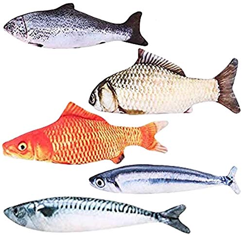 5Pcs Catnip Fish Toys for Cats - Interactive Soft Plush Catnip Toys with Catnip, Simulation Fish Pillow for Kittens & Dogs - Promotes Teeth Cleaning & Play - Perfect for Indoor Playtime & Chewing Fun (Color: A)