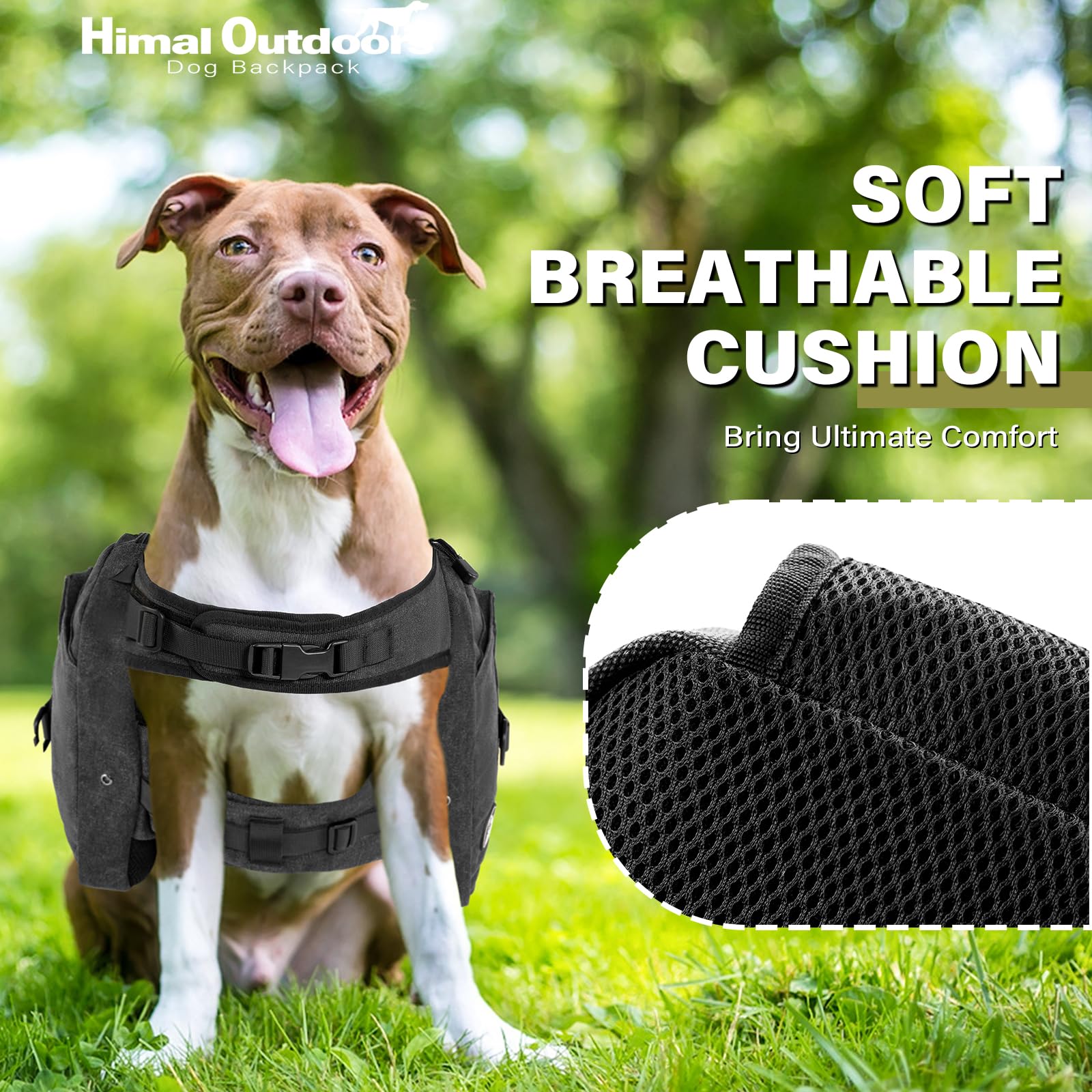 Himal Outdoors Dog Backpack for Large Dogs - Adjustable Hiking Saddle Bag with Side Pockets | Perfect for Outdoor Adventures, Camping & Daily Walks