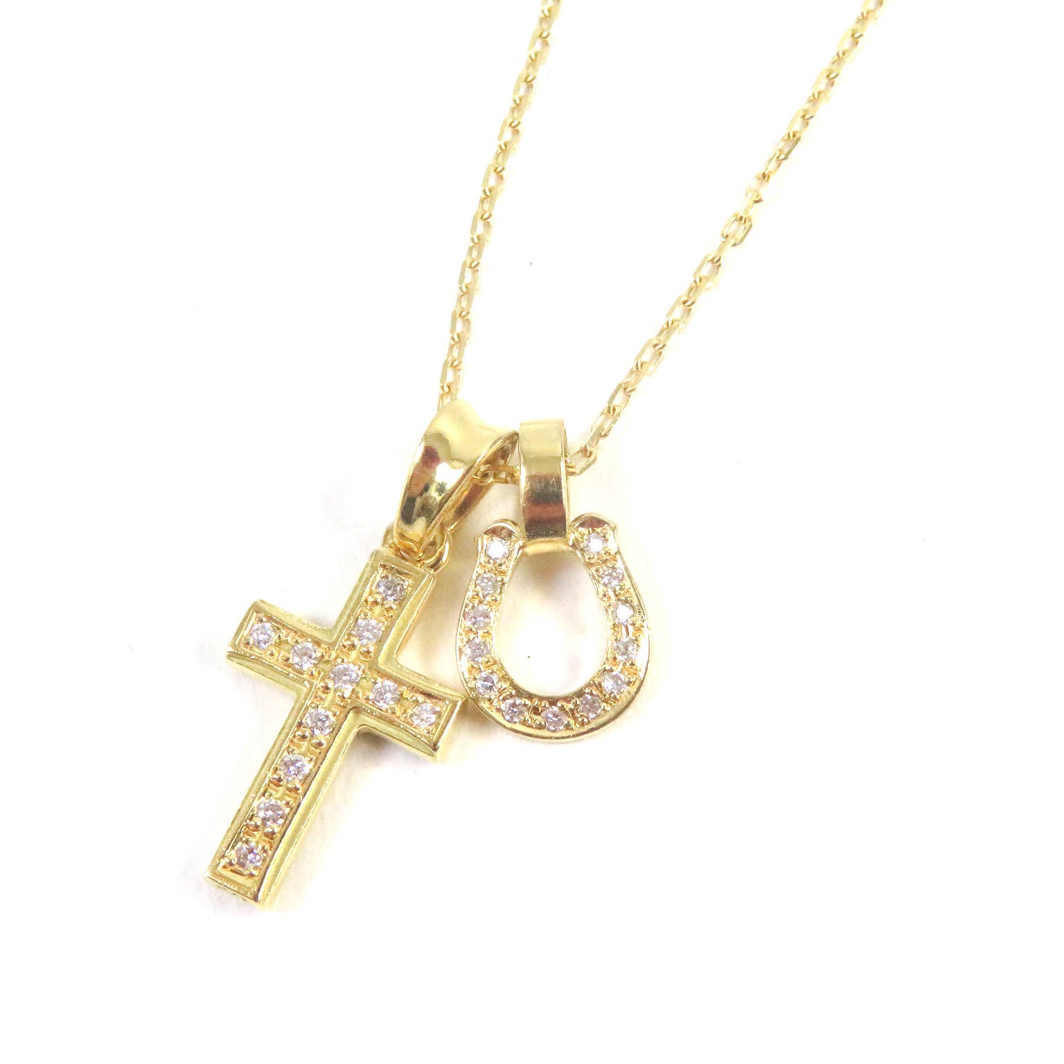 18K Gold Diamond Horseshoe Cross Pendant Necklace for Women - Elegant Jewelry Gift for Birthday, Anniversary & Special Occasions