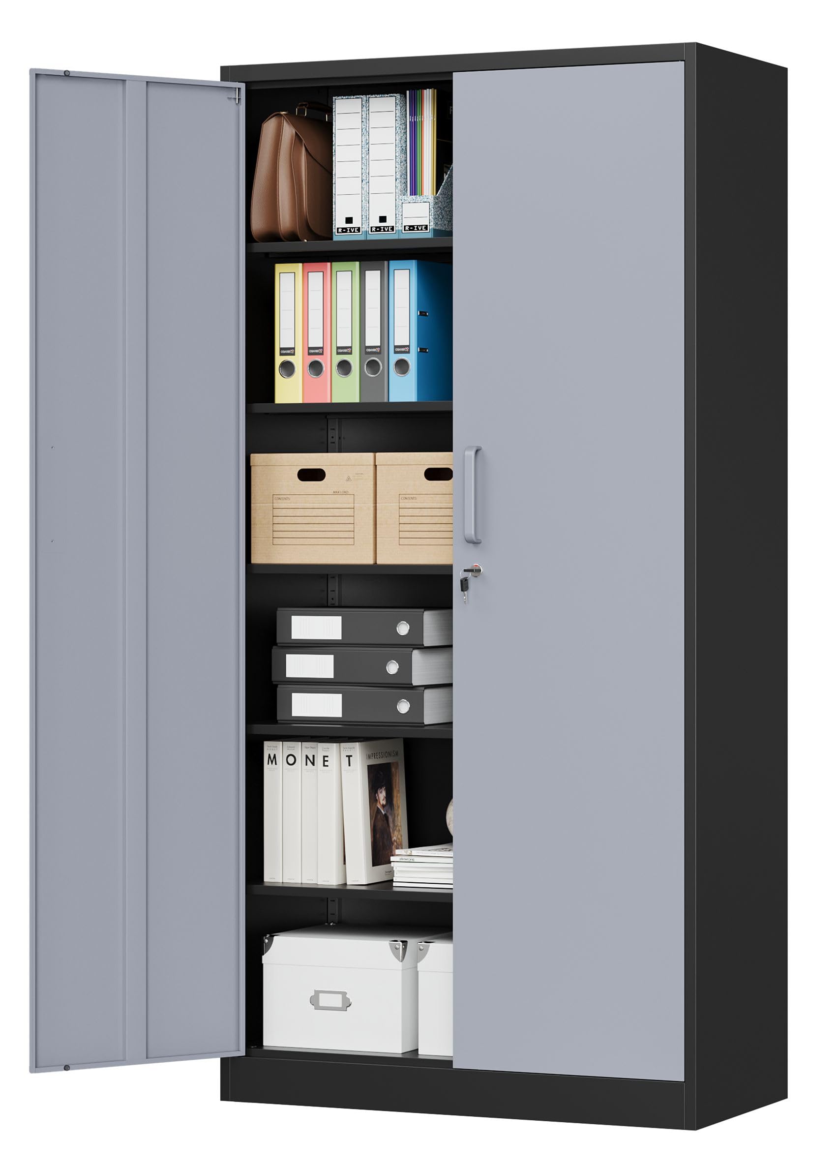 MIIIKO 6-Tier Heavy Duty Metal Storage Cabinet with Locking Doors - 72
