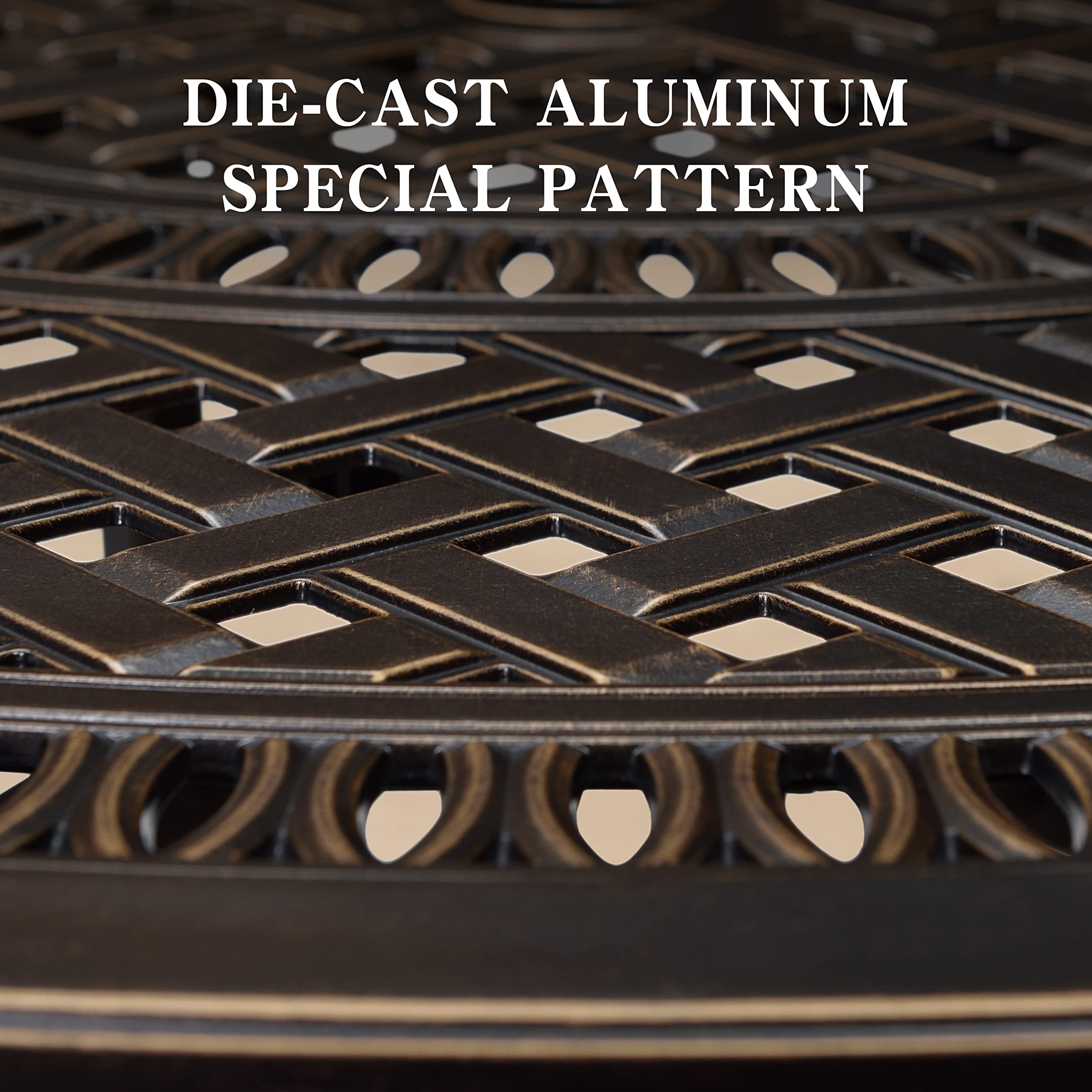 PURPLE LEAF 47 Inch Outdoor Round Dining Table - Weather-Resistant Cast Aluminum Patio Table with Umbrella Hole for Backyard, Lawn, Balcony & Deck - Perfect for Outdoor Dining, Entertaining & Relaxing
