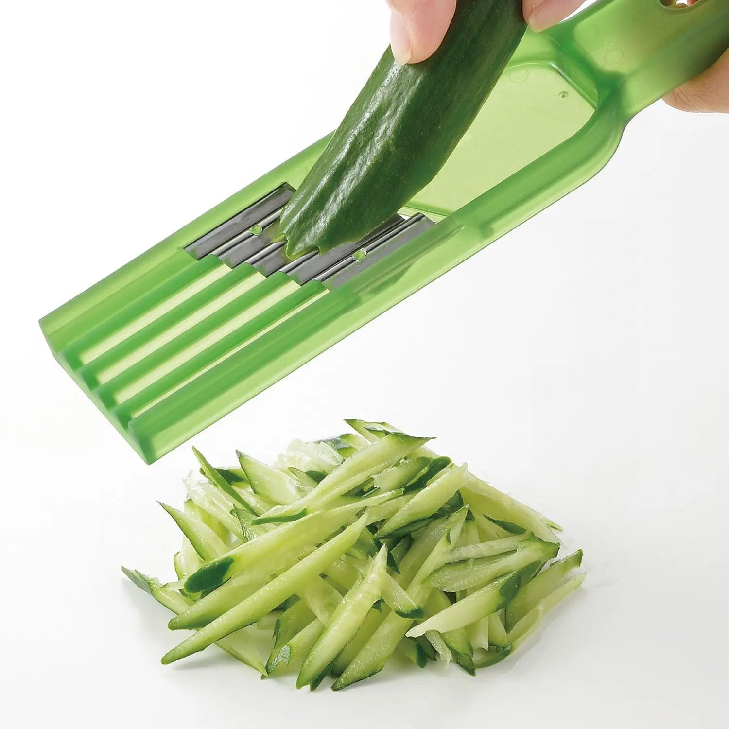 Akebono Professional Mandoline Slicer - Stainless Steel Blades & Styrene Resin Body for Perfect Vegetable & Fruit Slicing - Ideal for Kitchen, Salad Prep & Food Presentation