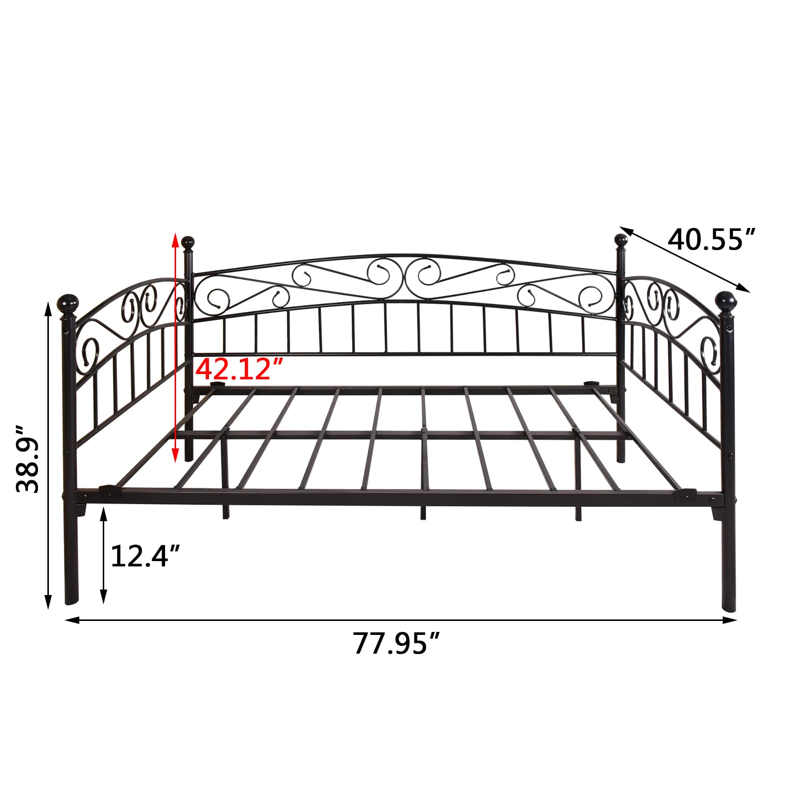 mikibama Metal Twin Size Industrial Daybed Frame - Space Saving Arched Victorian Black Guest Bed for Small Spaces | Perfect for Living Rooms, Studios & Dorm Rooms