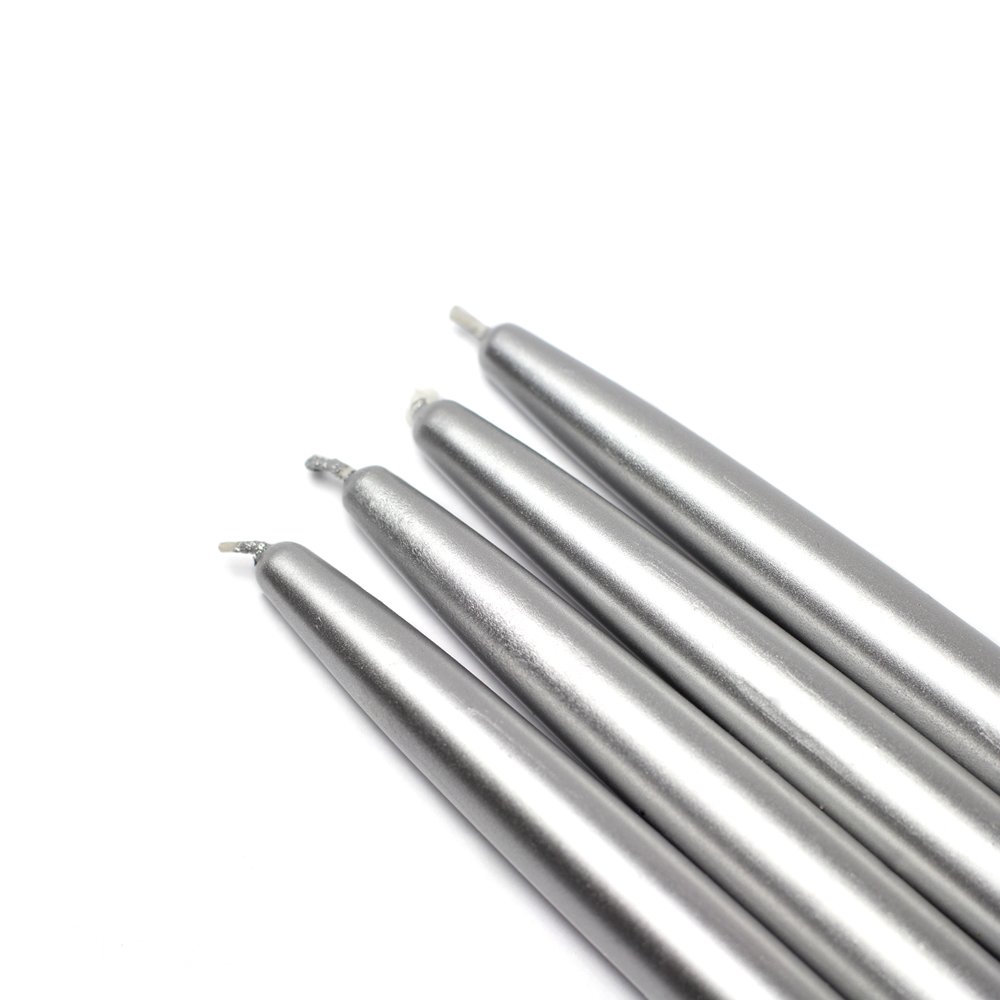 144-Piece Silver Metallic Taper Candles 6 Inch for Wedding, Party, Dining Table Decor & Romantic Ambiance - CEZ-089_12