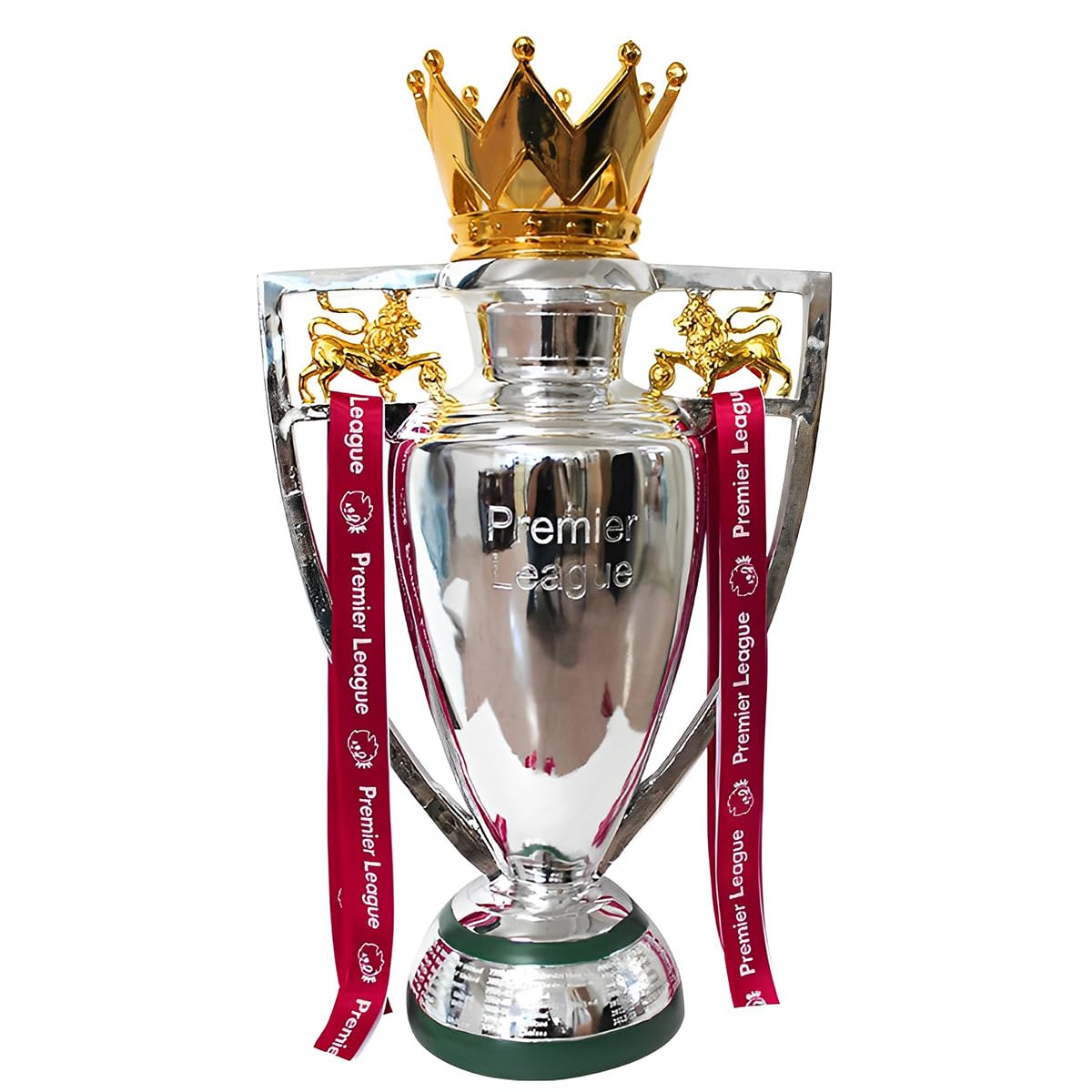 YXHYHY Premier Soccer League Trophy Replica - 12.6 Inch Silver Football Champion Award with Color Ribbon | Office & Home Decor Display, Fan Souvenirs, Sports Gifts | Perfect for Trophy Cases, Award Ceremonies & Soccer Enthusiast Collections