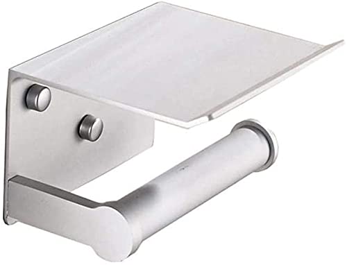 Wall Mounted Toilet Paper Holder - Space Saving Aluminum Roll Dispenser with Phone Shelf for Bathroom & Toilet (1 Pack) | Perfect for Small Bathrooms, Apartments, and RVs