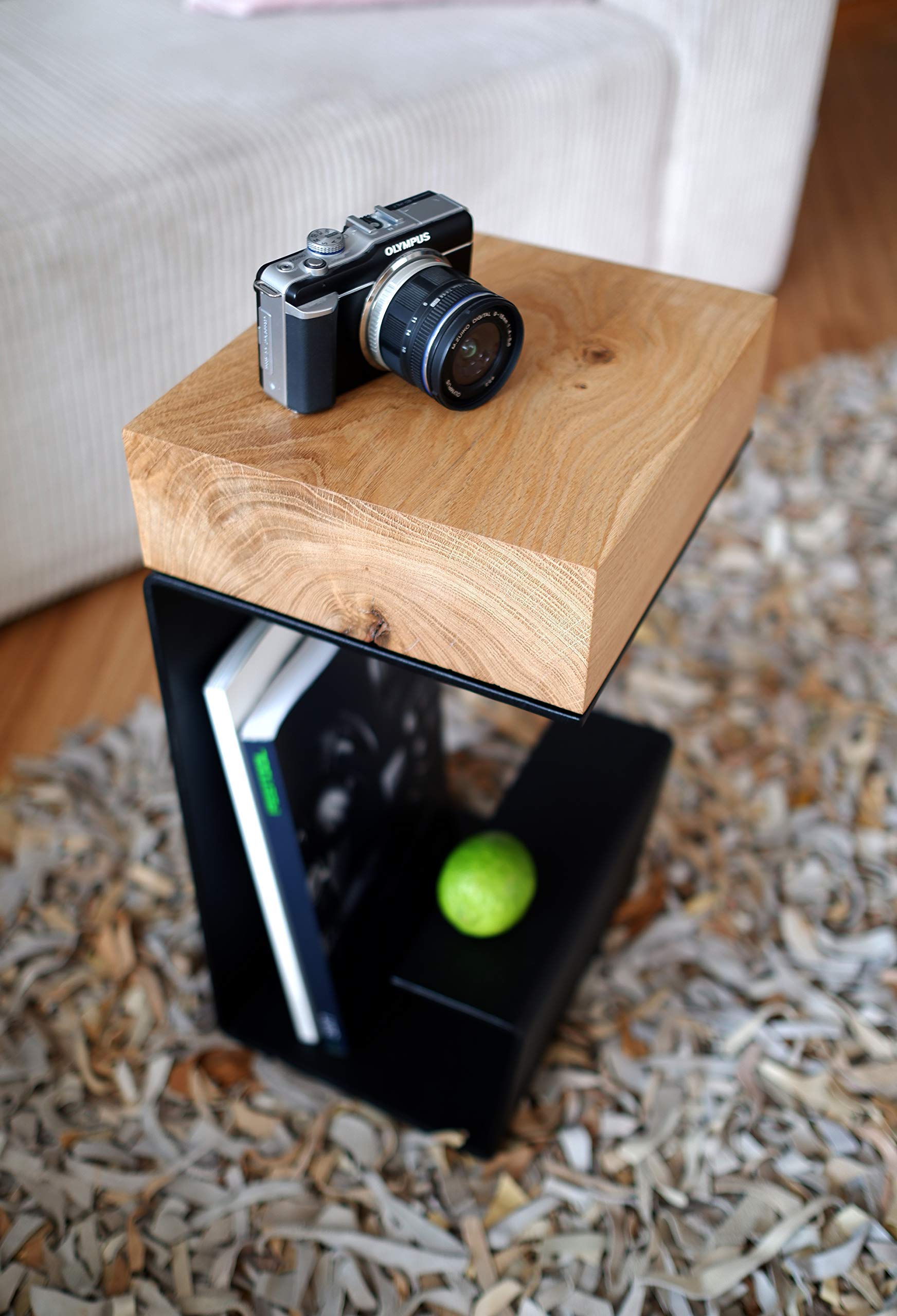 Solid Wood End Table - Modern Nightstand & Coffee Table with Storage Shelf, Small Side Table for Living Room, Bedroom, Office - Perfect for Books, Lamps & Decor