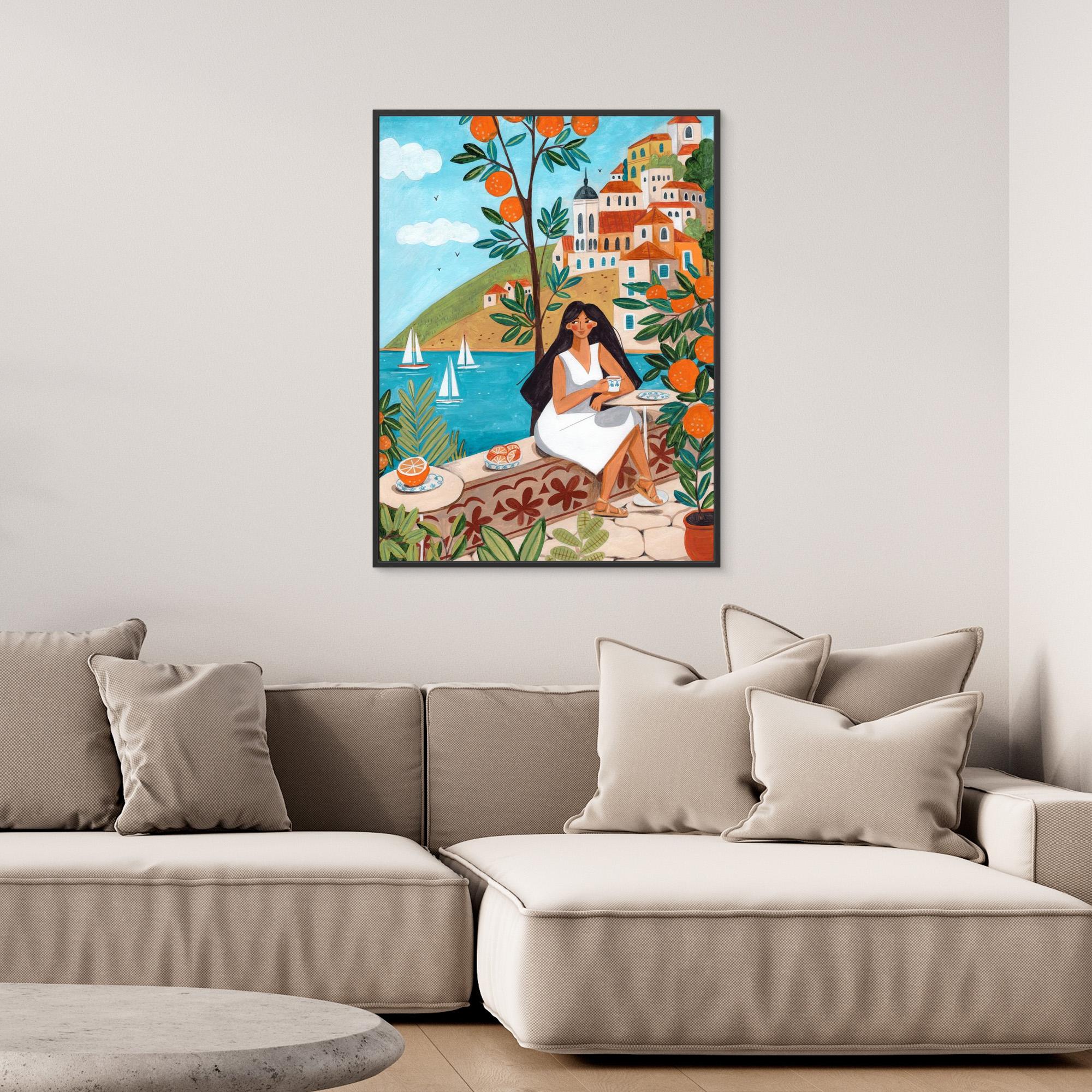 Caroline Bonne Müller Mediterranean Coast Woman Canvas Print - Stunning Beach Wall Art for Living Room, Bedroom & Office Decor