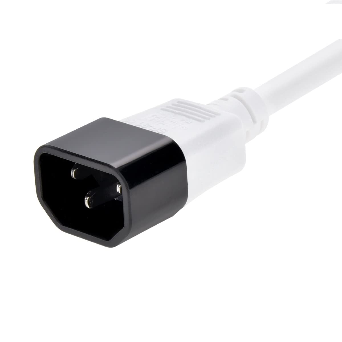 eDragon 2ft 14AWG Computer Monitor Power Extension Cord C13 to C14 - 15 Amp SJT Power Cable for PC, Server, PDU - 20 Pack White - Perfect for Office, Data Center & Home Workstation Setup