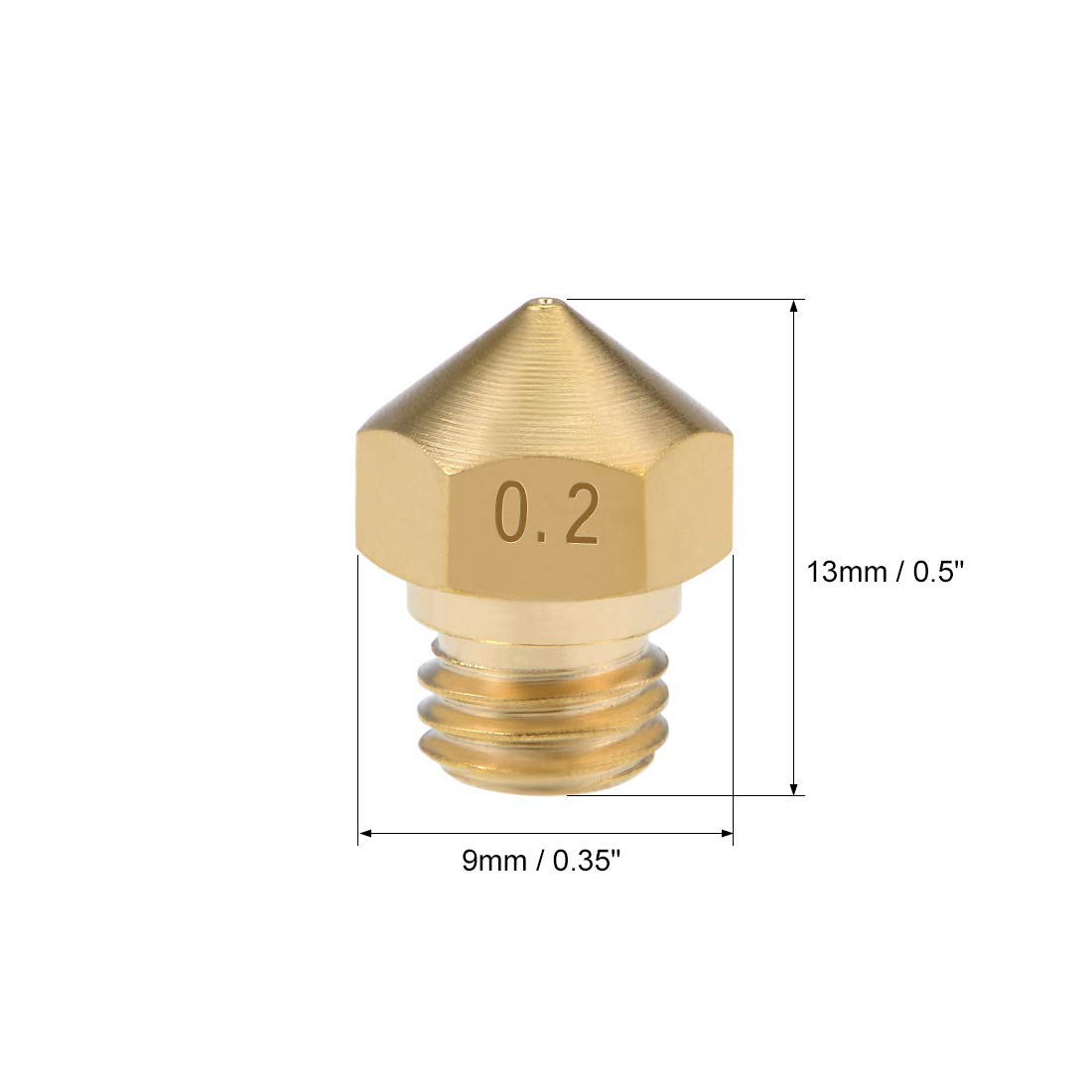 uxcell 0.2mm 3D Printer Nozzle Head - M7 Thread Brass Replacement Nozzles (5 Pack) for Creality Ender 3, CR-10, Prusa i3 - High Precision 3D Printing Accessories