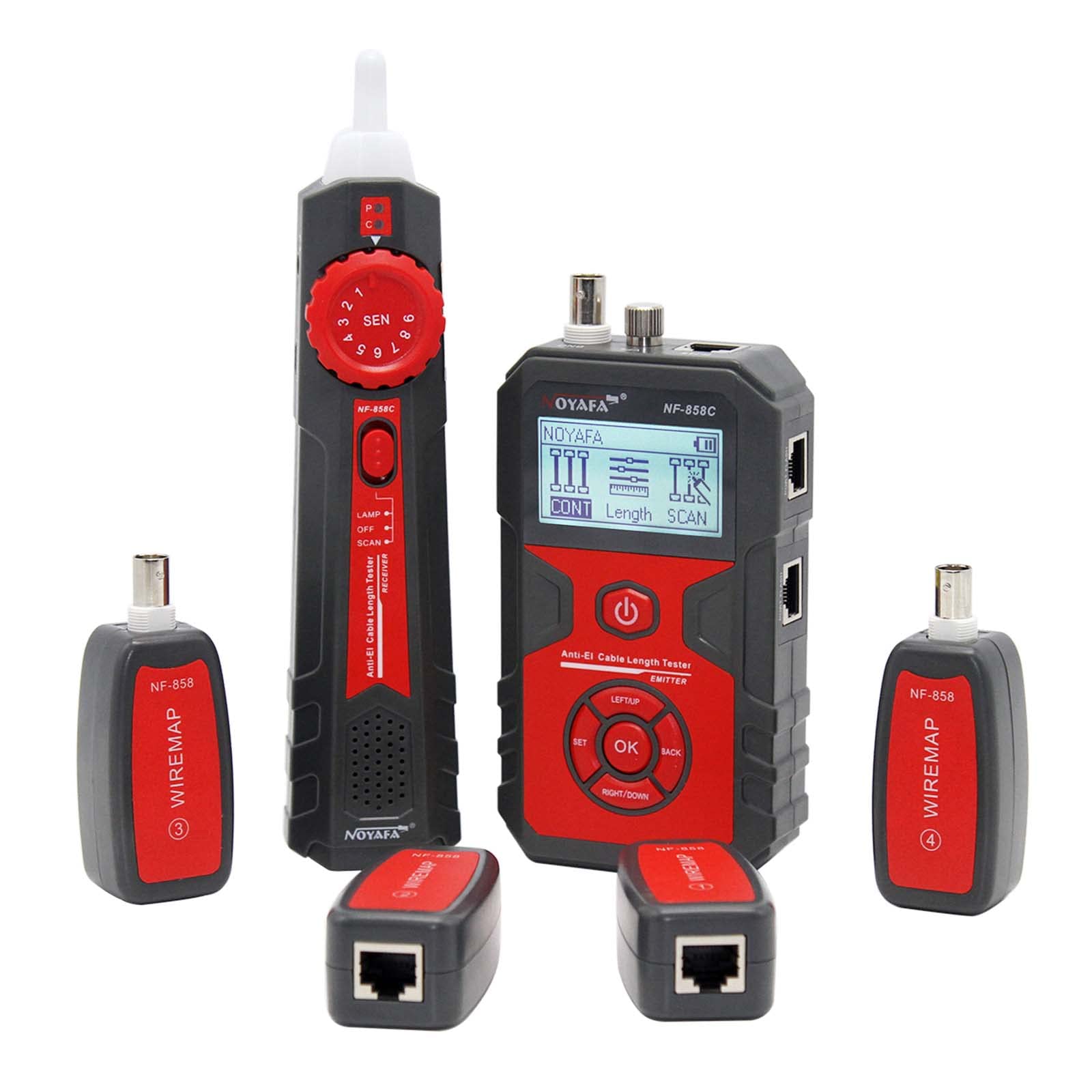 NOYAFA Professional Network Cable Tester with 10mW Visual Fault Locator - RJ11 RJ45 Ethernet Cable Tester, POE Tester & Cable Toner - Rechargeable Anti-Interference LAN Cable Tester for Telephone, Coax & Ethernet Cables - Ideal for IT Technicians, Network Installations & Home Office Setup