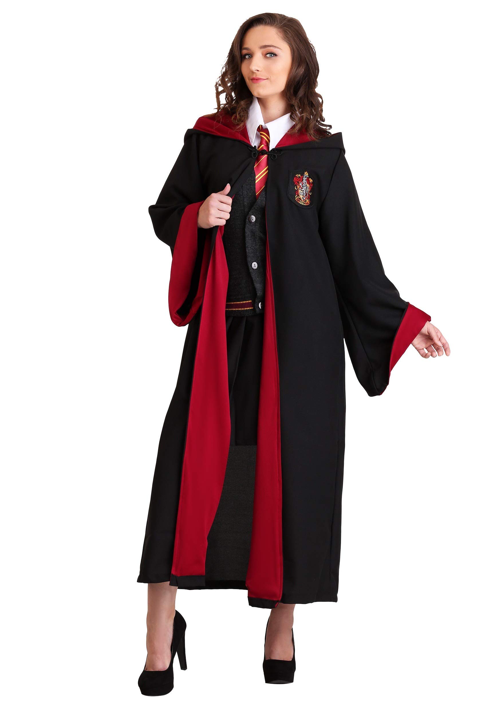 Plus Size Harry Potter Hermione Granger Costume for Women - Official Movie Replica Robe with House Crest - Perfect for Halloween, Cosplay & Themed Parties