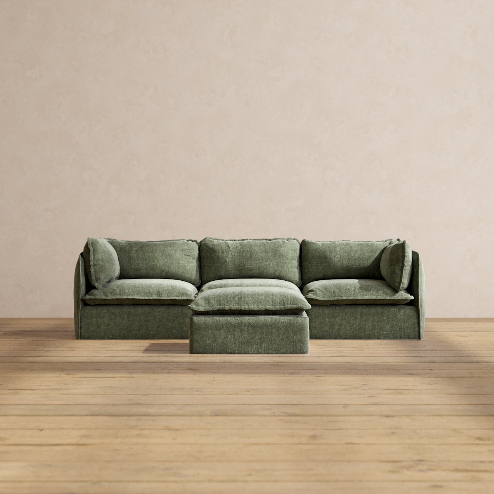 Modular Performance 3-Seater Sofa with Ottoman in Willow Fabric | Premium Blend for Living Room, Lounge & Home Theater Comfort