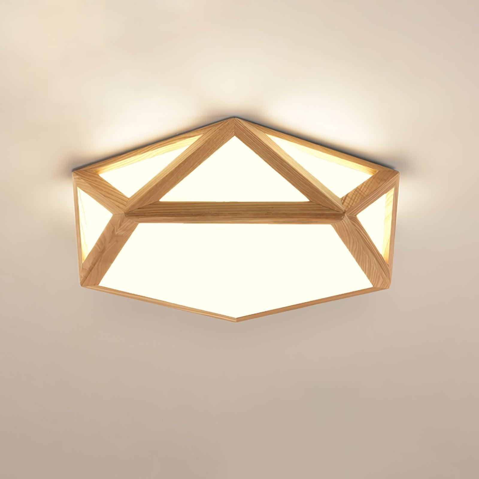 Modern Diamond Wooden Ceiling Light Fixture - Elegant Handcrafted Wood & Crystal Chandelier for Living Room, Bedroom, Dining Room - Perfect for Home Decor and Ambient Lighting