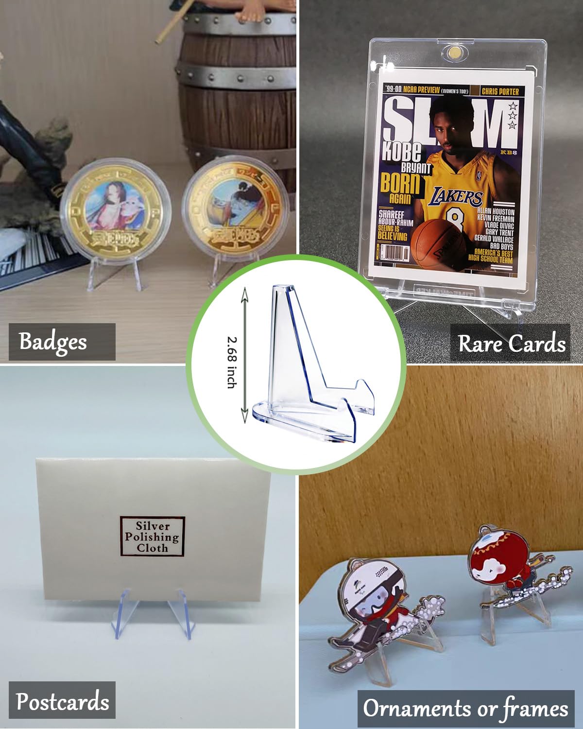14 Pack Clear Acrylic Trading Card Stands - 2.68 Inch Display Easel for Baseball Cards, Sports Cards, Coins, Medals & Pocket Watches - Perfect for Collectors, Exhibitions & Home Decor