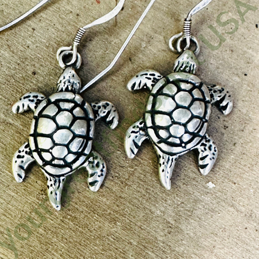 Sterling Silver Water Turtle Stud Earrings for Women - Hypoallergenic Pierced Ear Jewelry - Perfect Gift for Beach Lovers & Ocean Themed Outfits