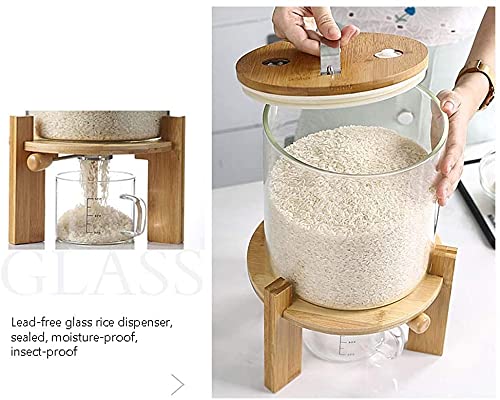 Glass Flour & Grain Storage Containers with Lids - 8L Airtight Kitchen Food Canisters for Baking Ingredients, Rice, Pasta & Dry Goods - Includes Measuring Cups & Holders - Perfect for Pantry Organization & Bulk Food Storage