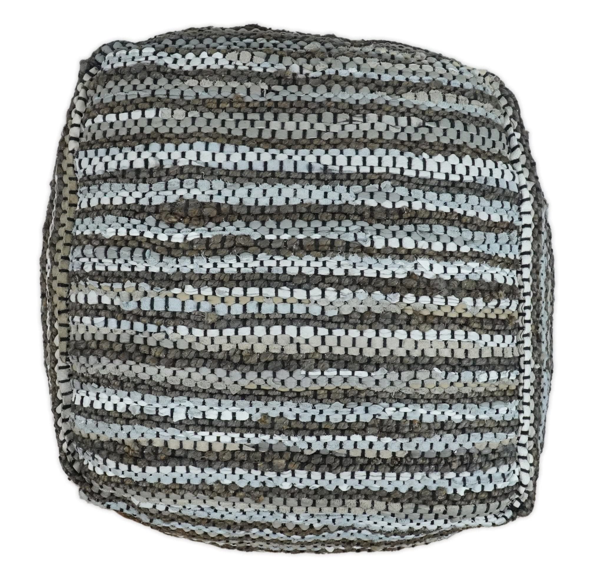 Brown Square Jute Pouf Ottoman - Versatile Footstool, Side Table & Boho Seat for Living Room & Bedroom - Perfect Foot Rest & Stylish Home Decor for Relaxation & Cozy Spaces