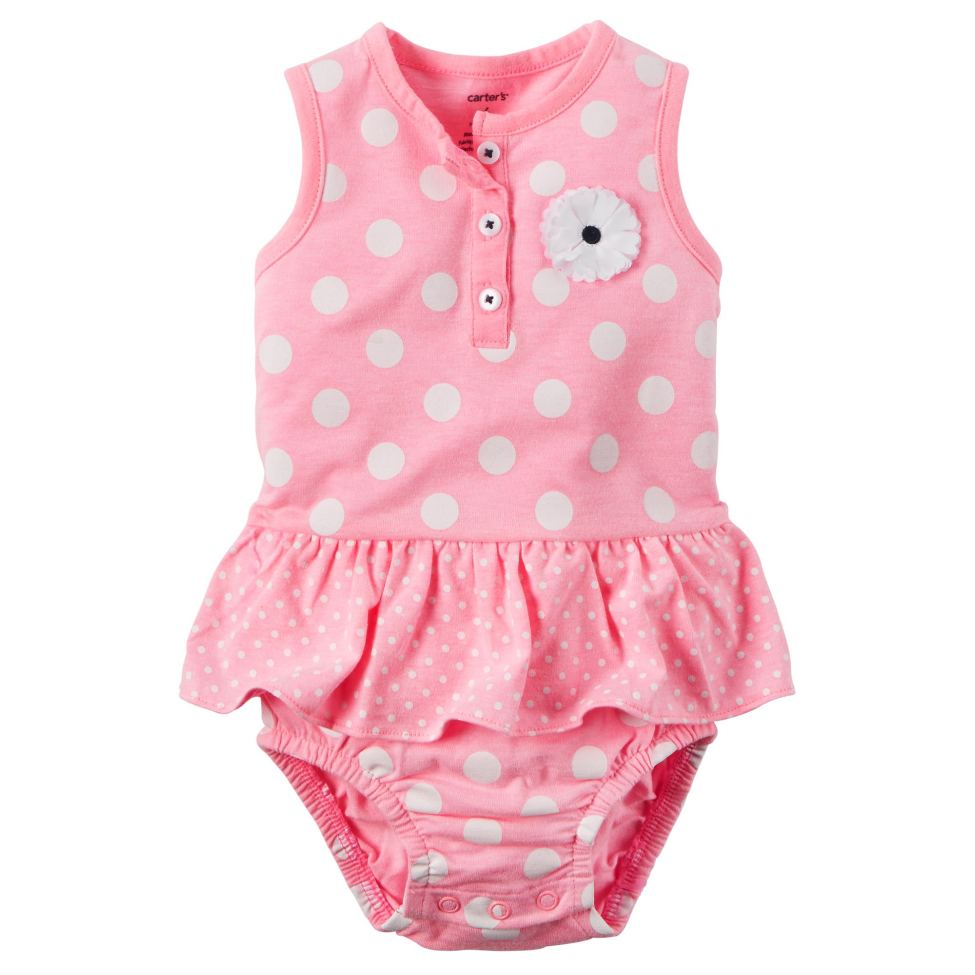 Carters Baby Girls Polka Dot Sunsuit - Soft Cotton Romper with Snap Closure (3 Months, Pink) | Perfect for Summer Outings, Beach Trips & Photoshoots