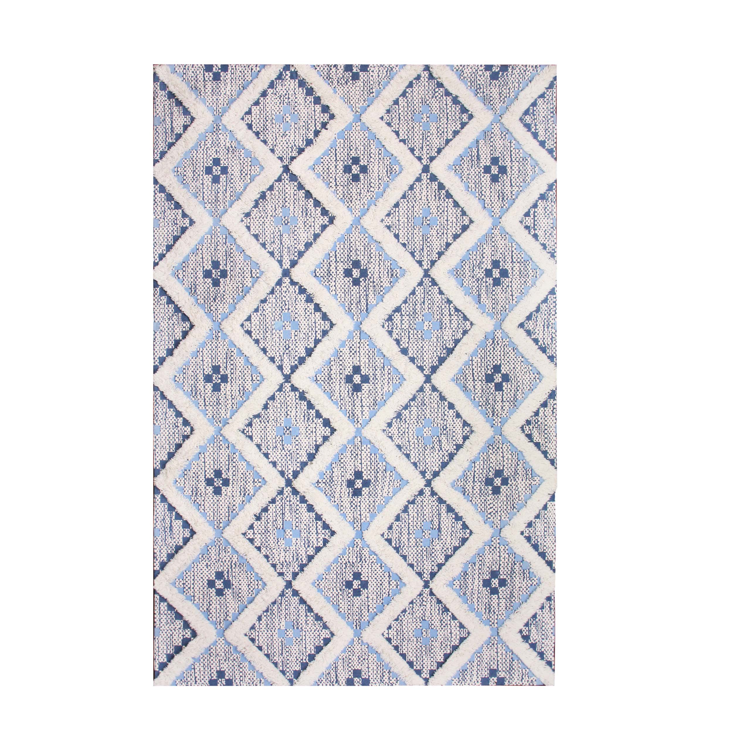 Hand Tufted Cotton Wool Geometric Farmhouse Area Rug - Soft Textured Boho Chic Rug for Living Room, Bedroom, Dining Room Decor