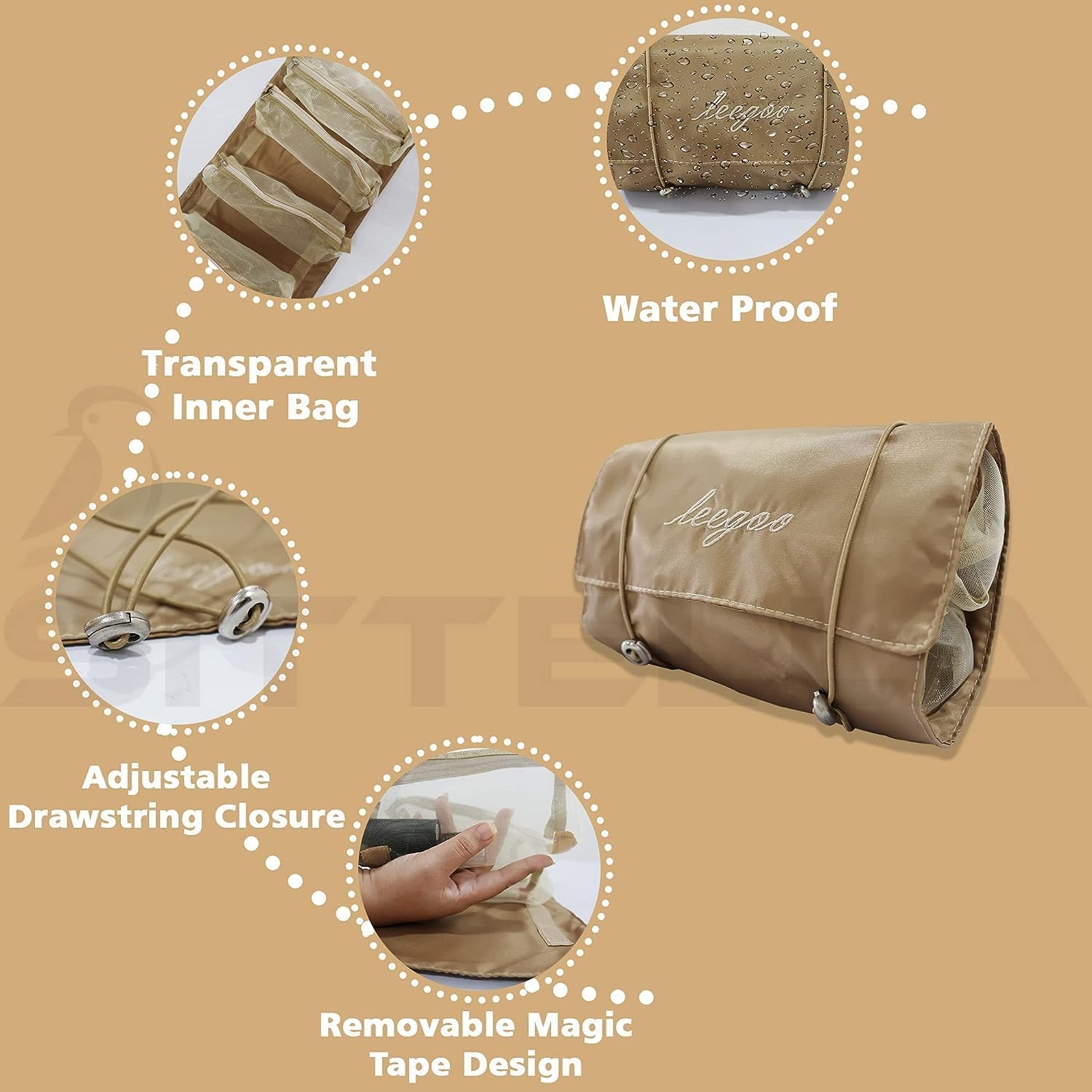 Sparrowfly Multifunctional Hanging Travel Toiletry Bag for Men & Women - Waterproof Cosmetic Organizer with Multiple Pockets, Perfect for Makeup Storage, Grooming Kit & Travel Essentials (Brown) - Ideal for Camping, Gym, Business Trips & Vacation Packing