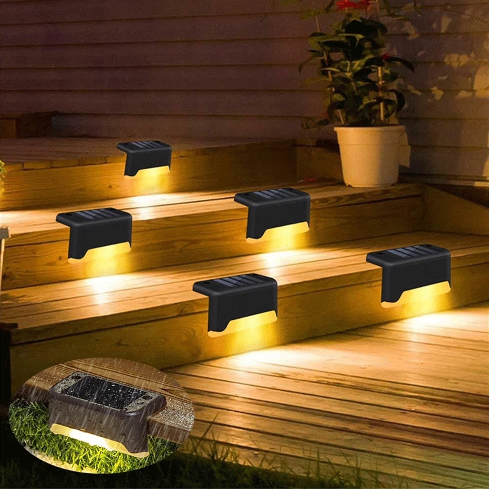 12PCS Black LED Solar Pathway Lights - Waterproof Outdoor Solar Stair Lights for Garden, Deck, Fence & Landscape Lighting | Solar Powered Step Lights for Walkway, Patio & Yard Decoration