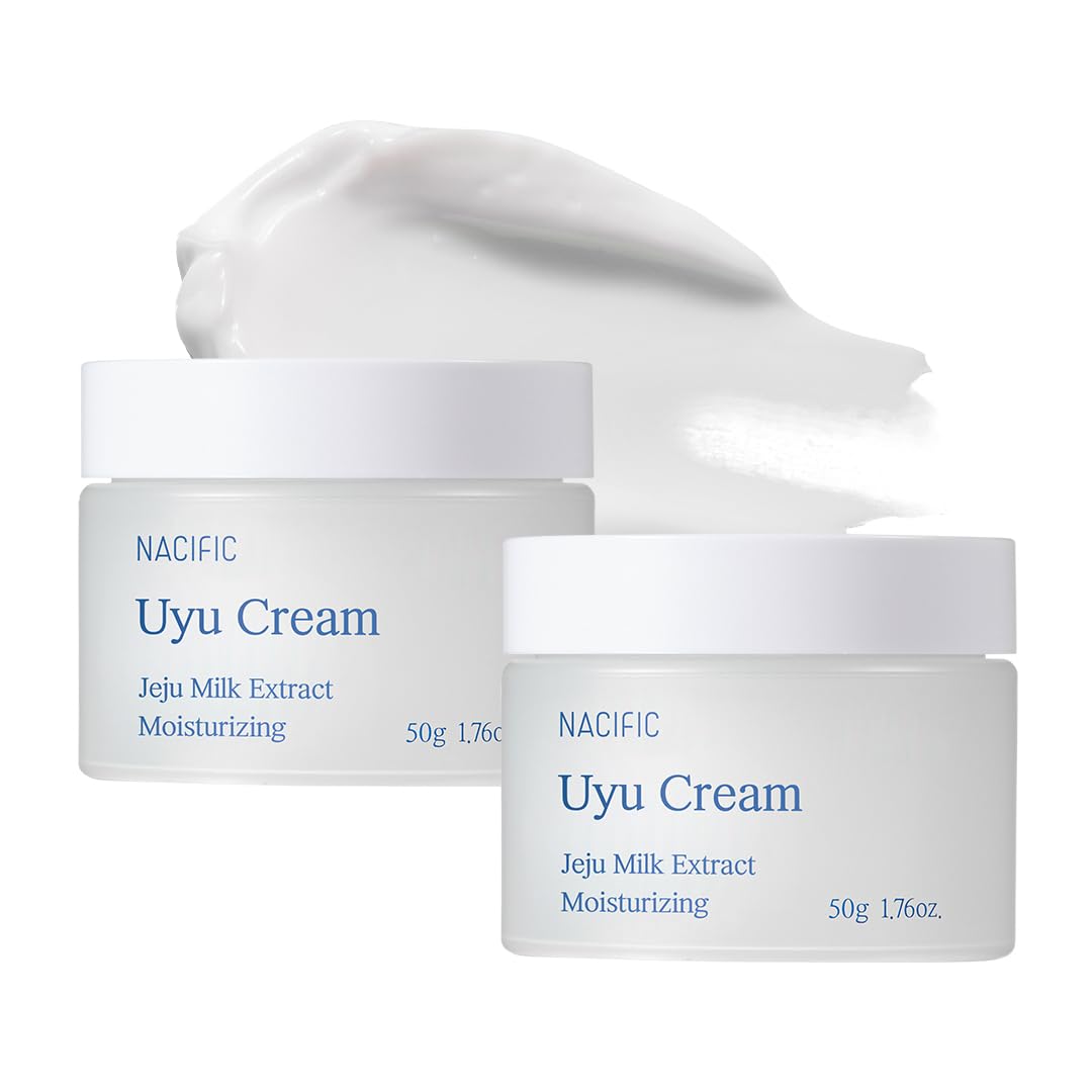 NACIFIC Uyu Cream Double Set (50ml 1.69fl.oz x 2) - Deep Moisturizing Face Cream with Ceramides & Niacinamide, 100-Hour Hydration, Jeju Island Milk Extract - Perfect for Dry Skin Care Routine & Nighttime Moisturizing