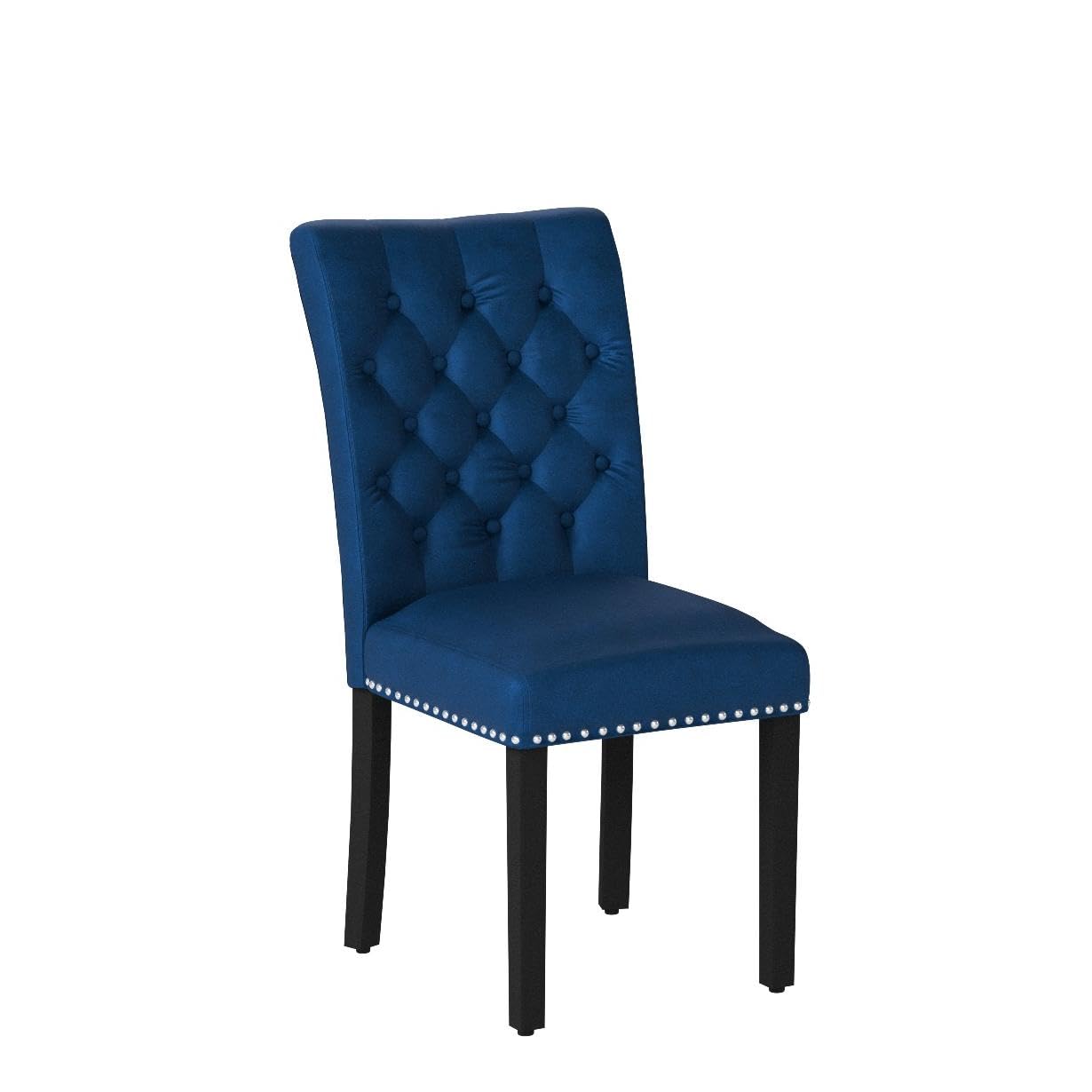 Velvet Dining Chairs Set of 2 - Blue Parsons Upholstered Dining Room Chairs with Wood Legs & Nailhead Trim - Perfect for Modern Dining Room, Kitchen, or Breakfast Nook