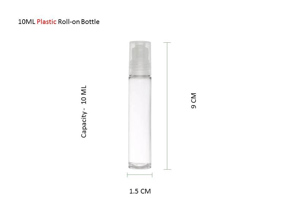 PHARCOS 4-Pack 10ml Transparent Plastic Roll On Bottles - Food Grade, Leak Proof for Essential Oils, Lip Balm, Deodorant, Cream & Lotion | Perfect for Travel, DIY Beauty & Aromatherapy Refills