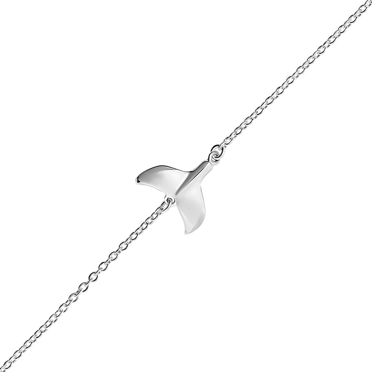 Avalon Whale Tail Bracelet for Women - Sterling Silver Adjustable Bangle - Boho Beach Jewelry Gift for Her - Perfect for Summer Vacations & Ocean Lovers