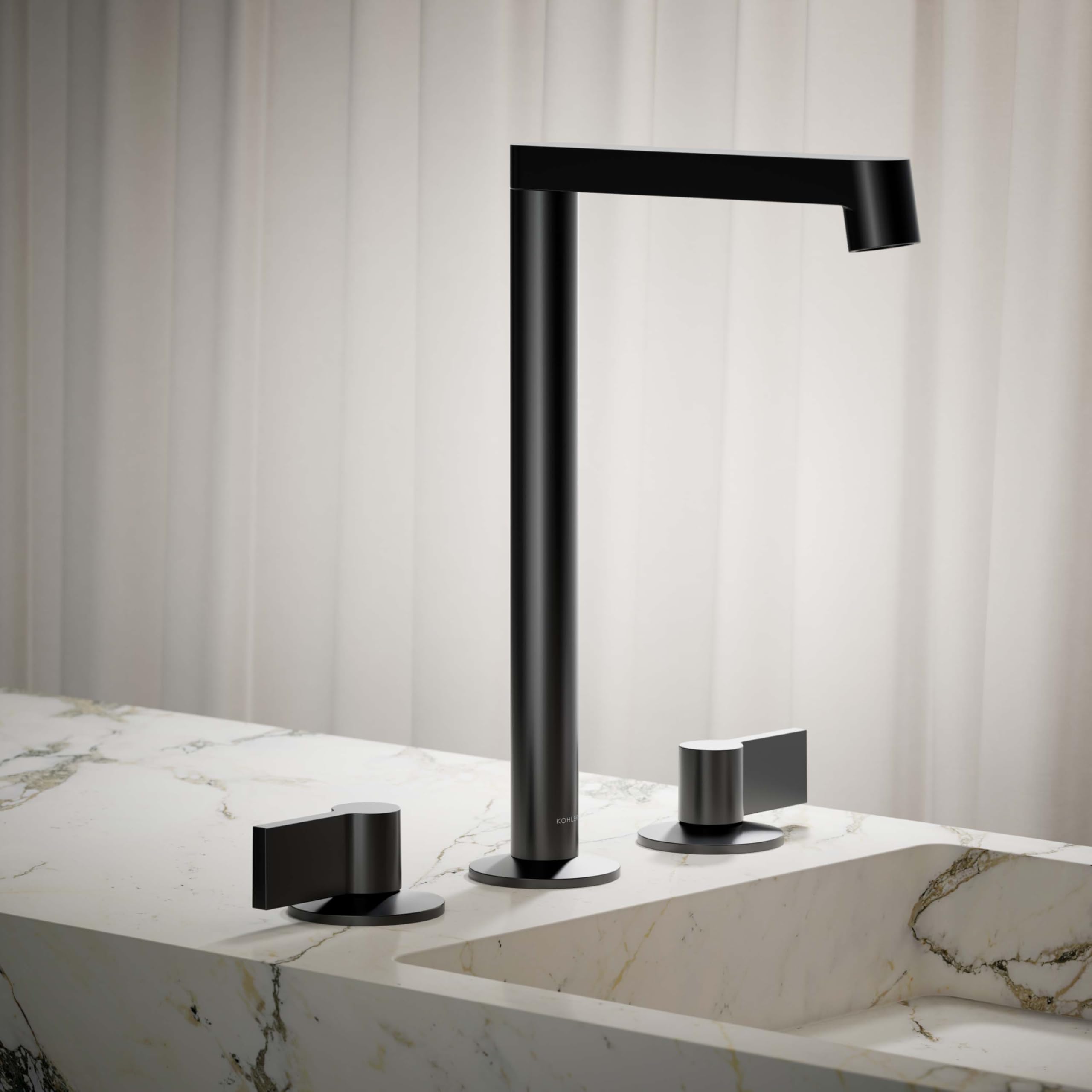 KOHLER Tall Bathroom Sink Spout with Row Design - Modern Waterfall Faucet for Bathroom Vanity, Powder Room & Guest Bath - Perfect for Contemporary Home Decor