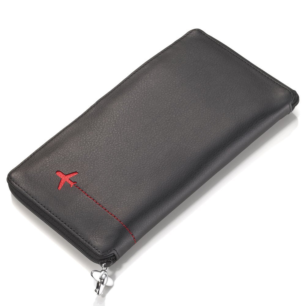 Troika TRV62LE Travel Pouch - Red Pepper Color with Ballpoint Pen | Perfect for Passport, Credit Cards & Travel Essentials Organization