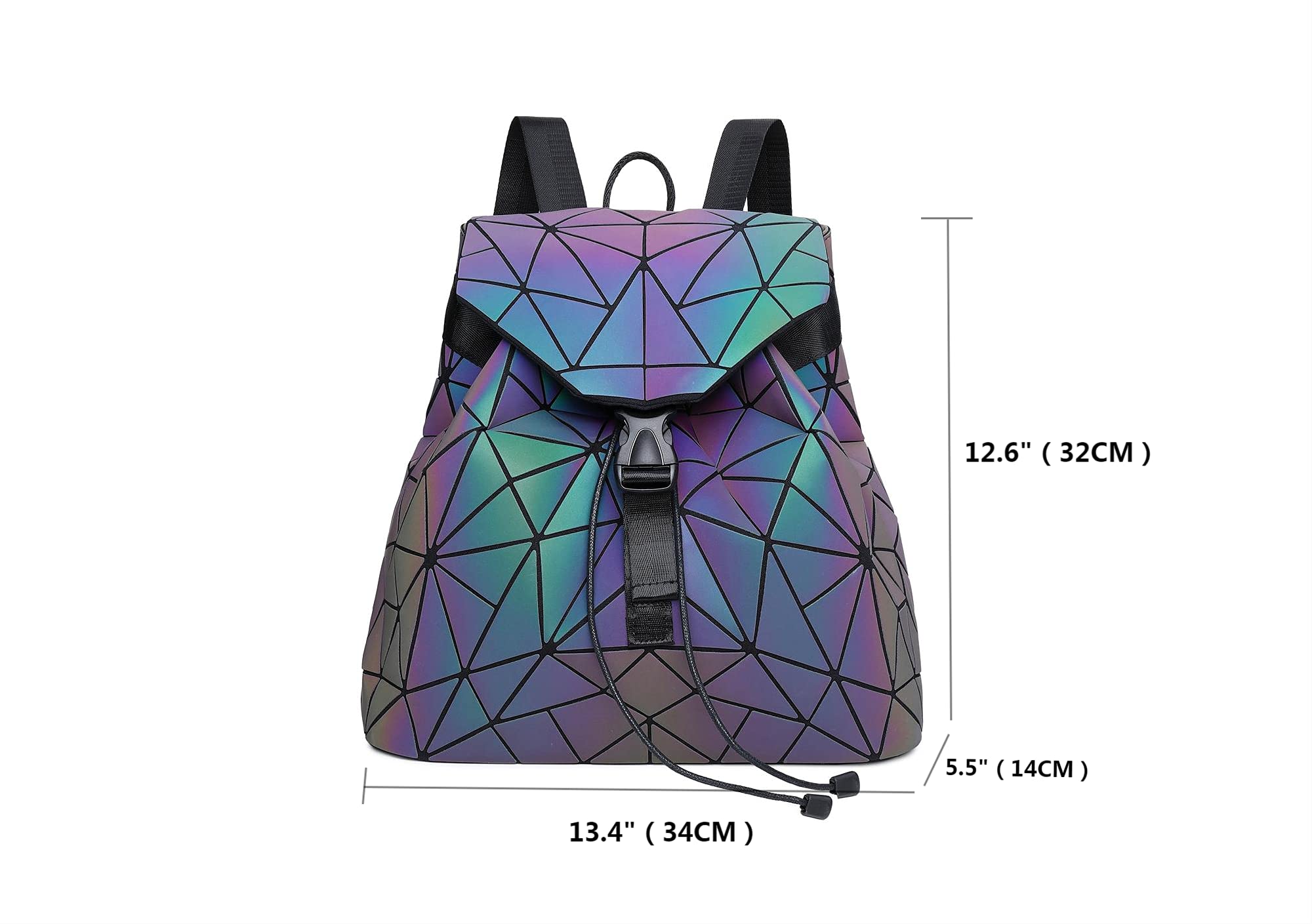 Luminous Geometric Backpack for Women - Holographic Reflective Handbag & Iridescent Daypack (BB180001-02) - Perfect for Night Out, Rave Parties & Festival Fashion Accessory