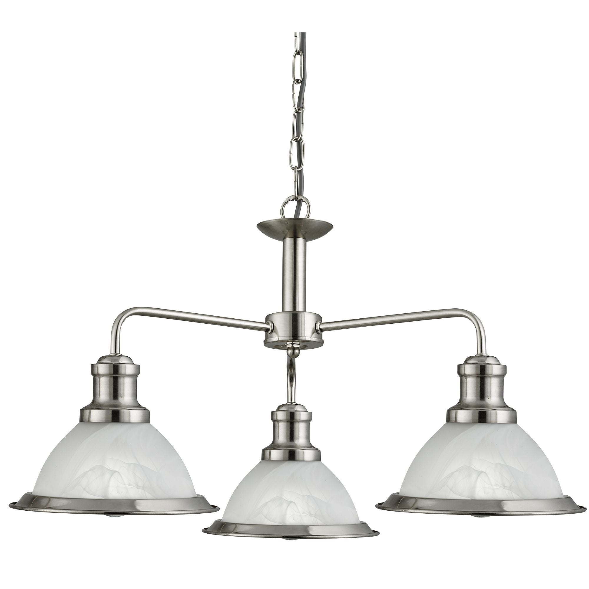 Bistro 3/5Lt Multi-Arm Pendant Light Fixture - Satin Silver & Antique Brass Finish - Perfect for Kitchen Island, Dining Room, and Restaurant Lighting