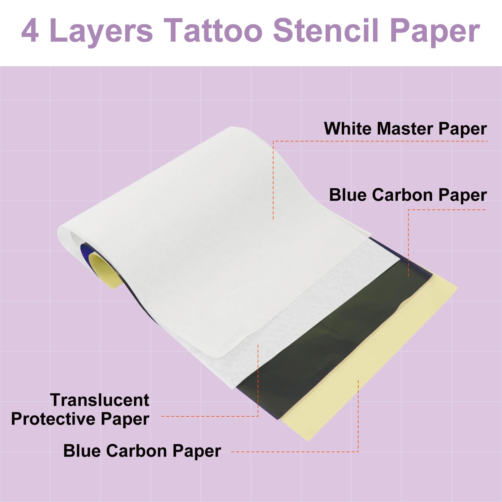 Bagana Tattoo Transfer Paper 100 Sheets - A4 Size Thermal Temporary Tattoo Stencil Paper for Tattoo Printers & Artists - Perfect for Tattoo Shops, DIY Tattoos & Body Art Designs
