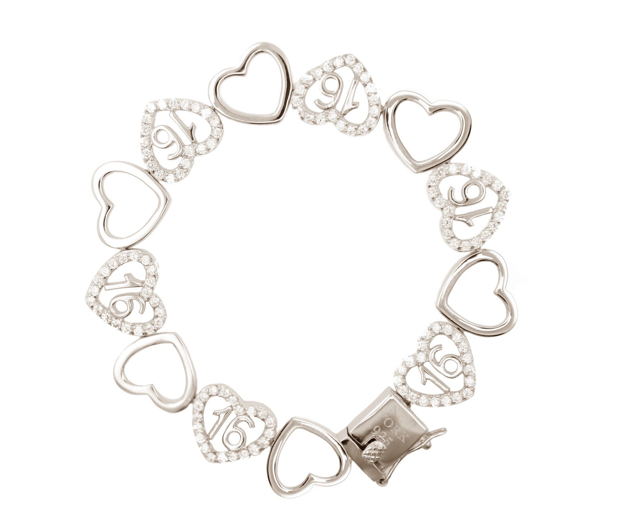 Sterling Silver Sweet 16 Dancing Hearts Bracelet - Elegant 925 Silver Charm Bracelet for Teens, Birthday Gifts for Girls, Sweet 16 Party Favors | Perfect for Quinceañera, Graduation, and Special Occasions