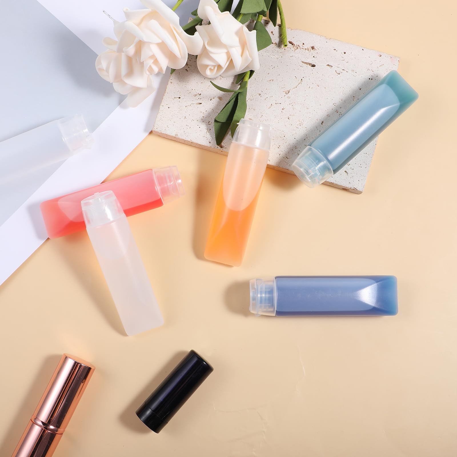 12pcs 1oz Leak Proof Travel Bottles - Refillable Squeeze Containers for Toiletries, Cosmetics & Makeup | Perfect for Airplane Carry-On, Gym Essentials & Vacation Toiletry Kits