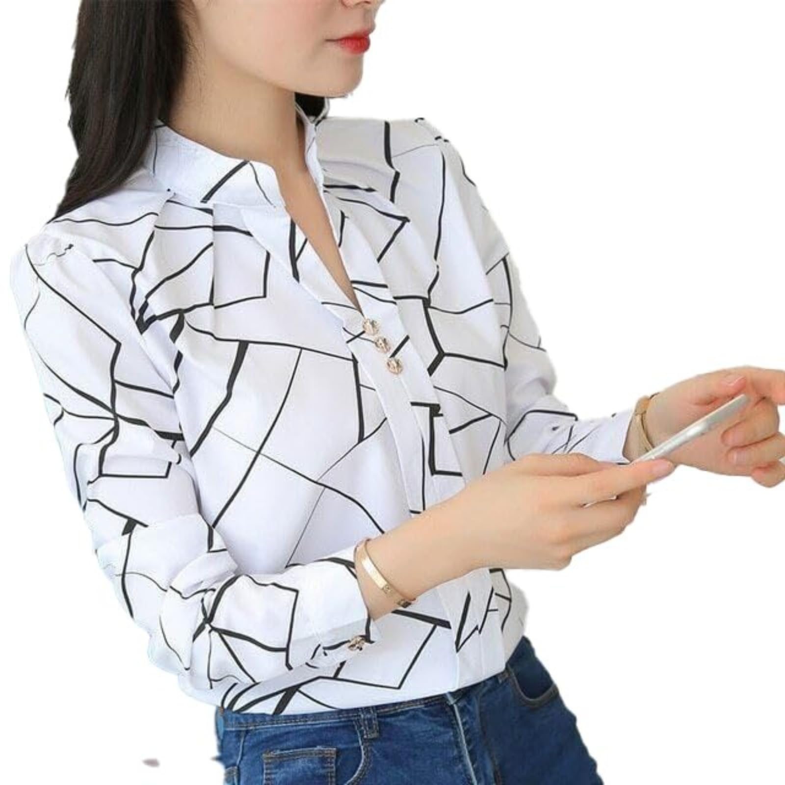ROYALICA Women's Striped Casual Shirt - Regular Fit Cotton Blend Top in White | Perfect for Office Wear, Weekend Outfits & Summer Fashion
